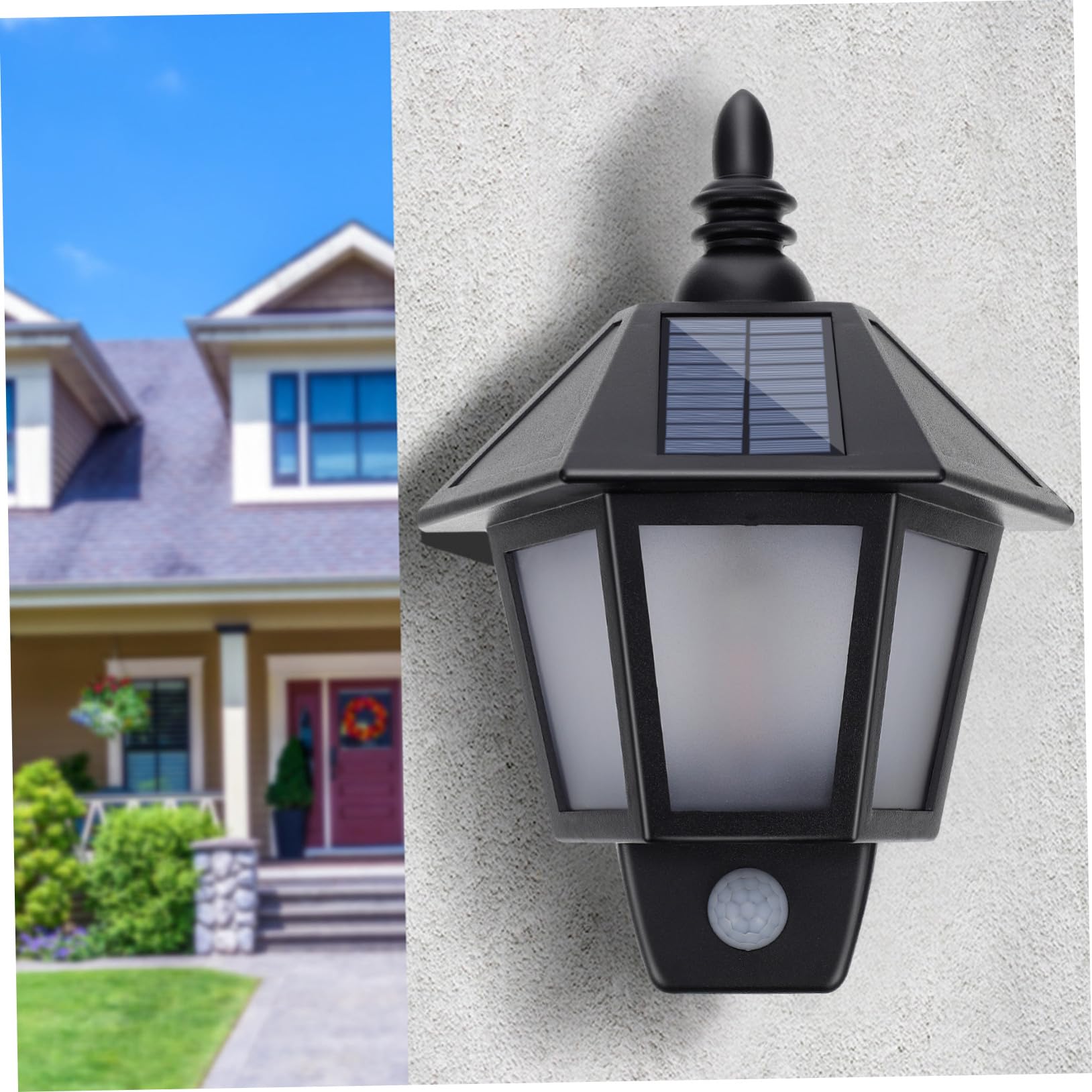 jojofuny Solar Außenwandleuchte LED mit 2 Smd, Schwarz, 1 Satz