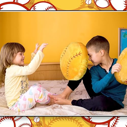 Miniatura 3 de Gerrii 4 almohadas de baloncesto y softbol, fútbol, voleibol, tenis, almohada deportiva de felpa esponjosa, cojín de temática deportiva, regalo para