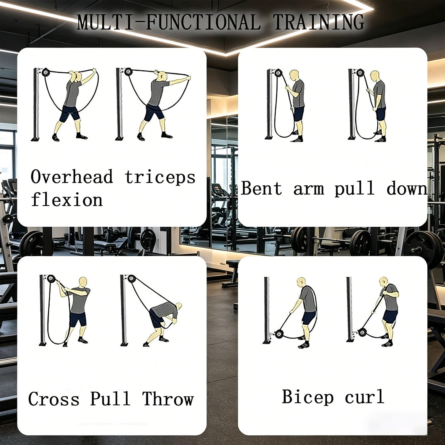 Generisch Endlosseiltrainer Ganzkörper-Trainingsgerät Seilzug-Fitnessgerät Training Seilzugmaschine mit Einstellbarem Widerstand für Griffkraft, Arm, Rücken und Körperkoordinationsübungen