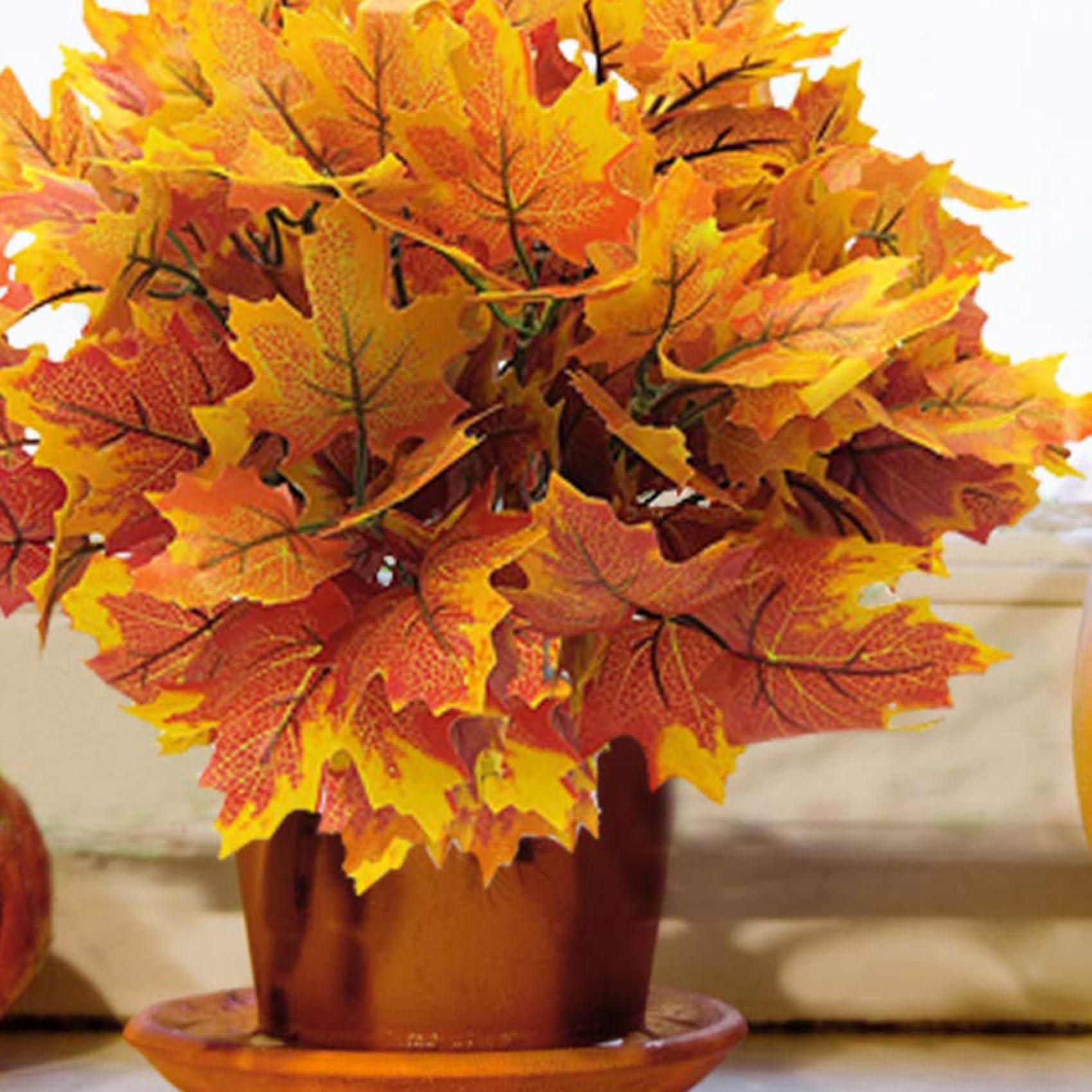 Foglie di Acero Artificiali Rami d'Autunno 30 Fasci Decorazioni Autunnali Vegetazione Resistente agli UV Esterni Arbusti Piante Fioriere Artificiali per Interni Esterni per Casa