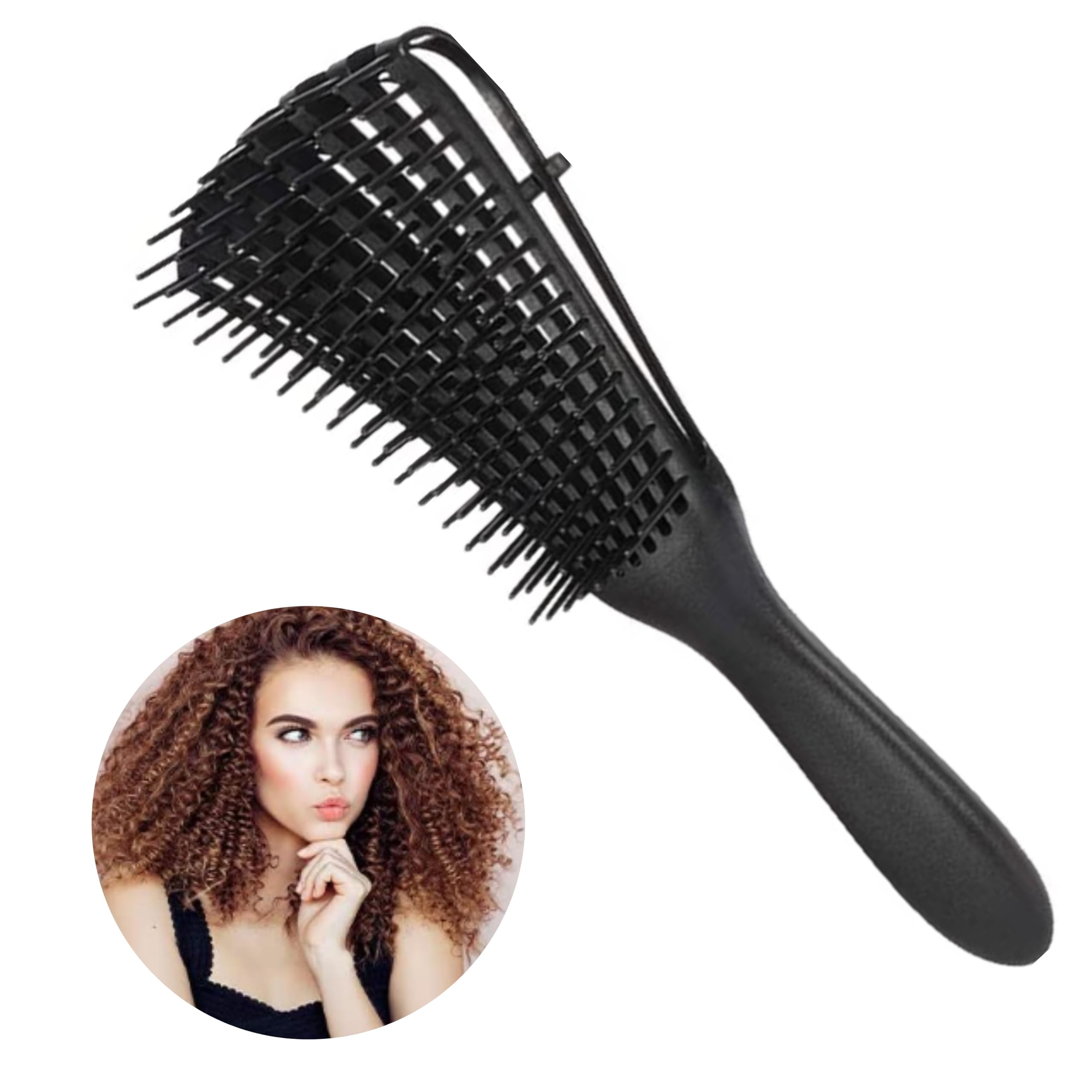 Cepillo Pelo Antitirones. Peine Desenredante de Pelo sin Tirones que Evita la Rotura del Cabello y Facilita el Peinado. Cepillo Pelo Rizado que Ayuda a Definir los Rizos de Manera Fácil y sin Dolor.