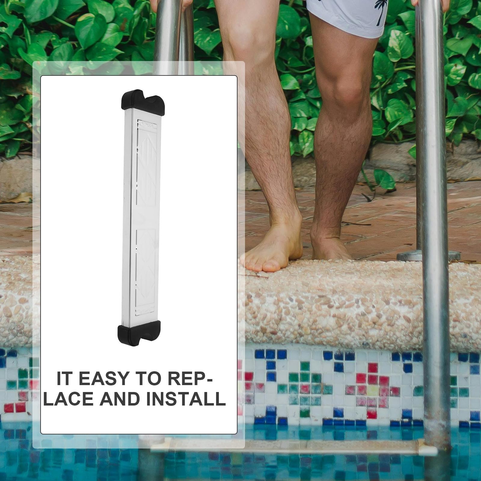 COLLBATH Marche D'accès Remplaçable et Résistante à l'usure Antidérapante en Acier Inoxydable 304 pour Échelle de Piscine pour Rampes de Piscine Argentées