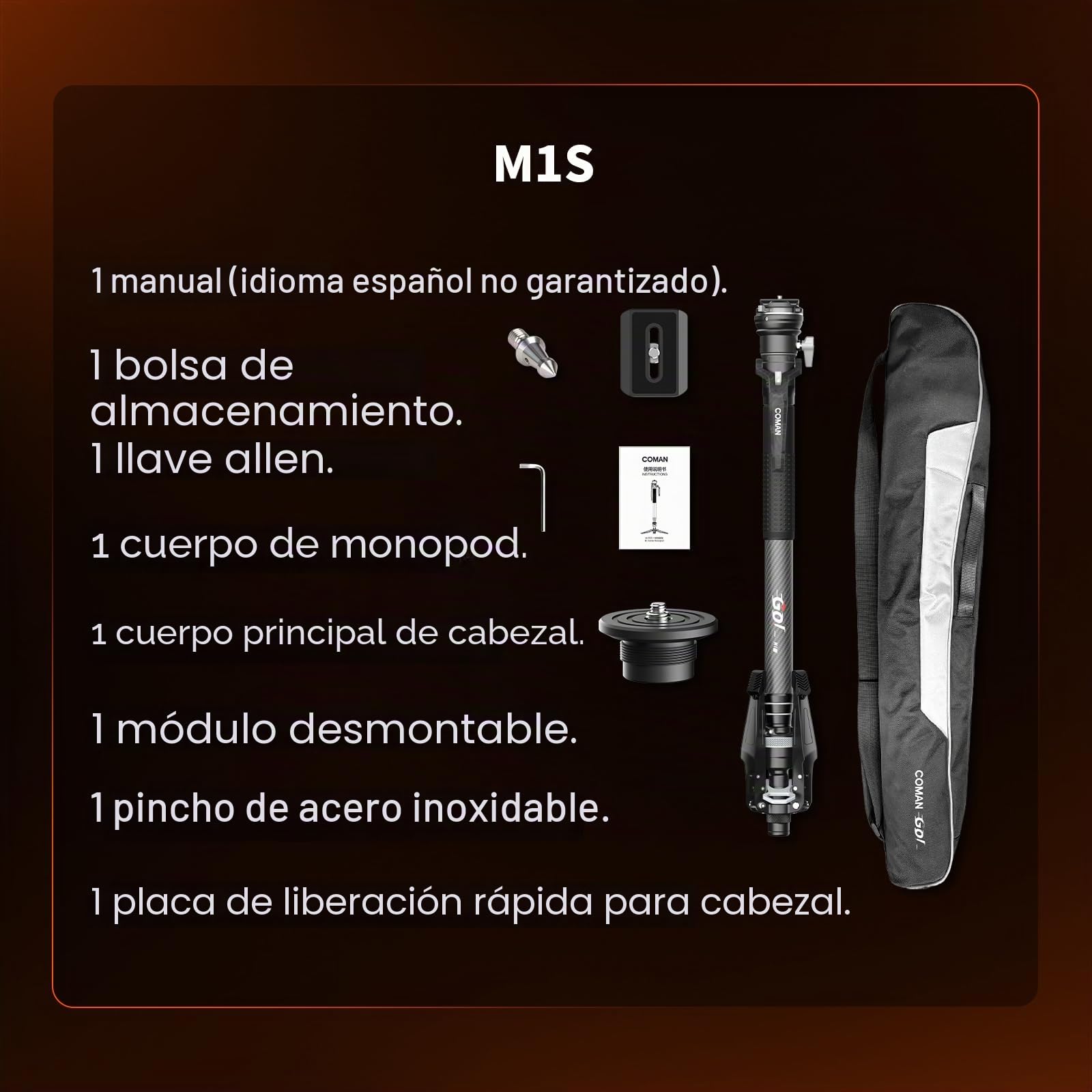 Monopié para cámara, monopié Extensible de Fibra de Carbono con Patas, monopié de Viaje de 65 Pulgadas con rótula esférica de 360°, Sistema de liberación rápida Arca, Carga máxima de 10 kg.