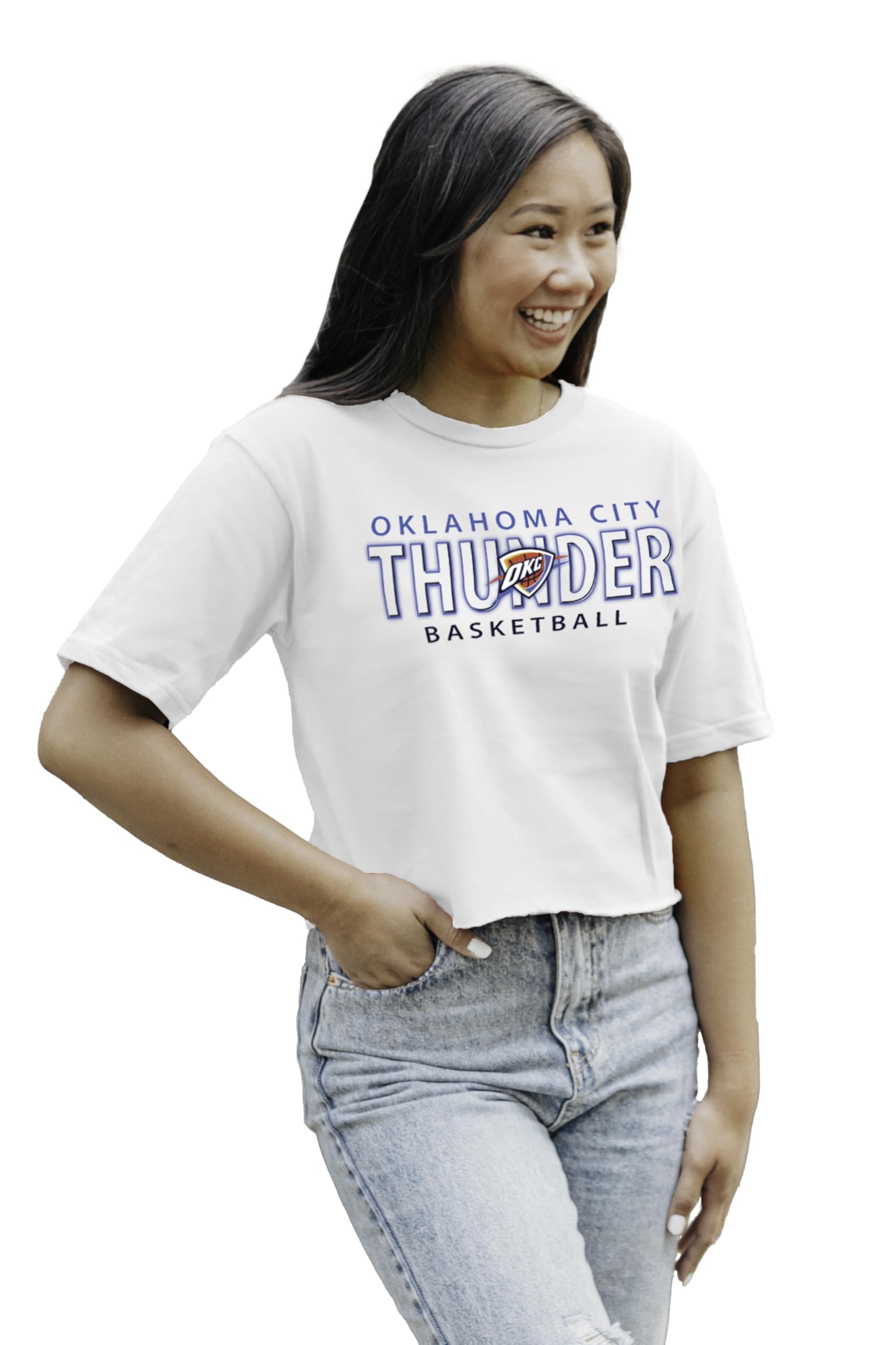 Blue 84 NBA Womens NBA Officially Licensed Women's Cropped T-Shirt White