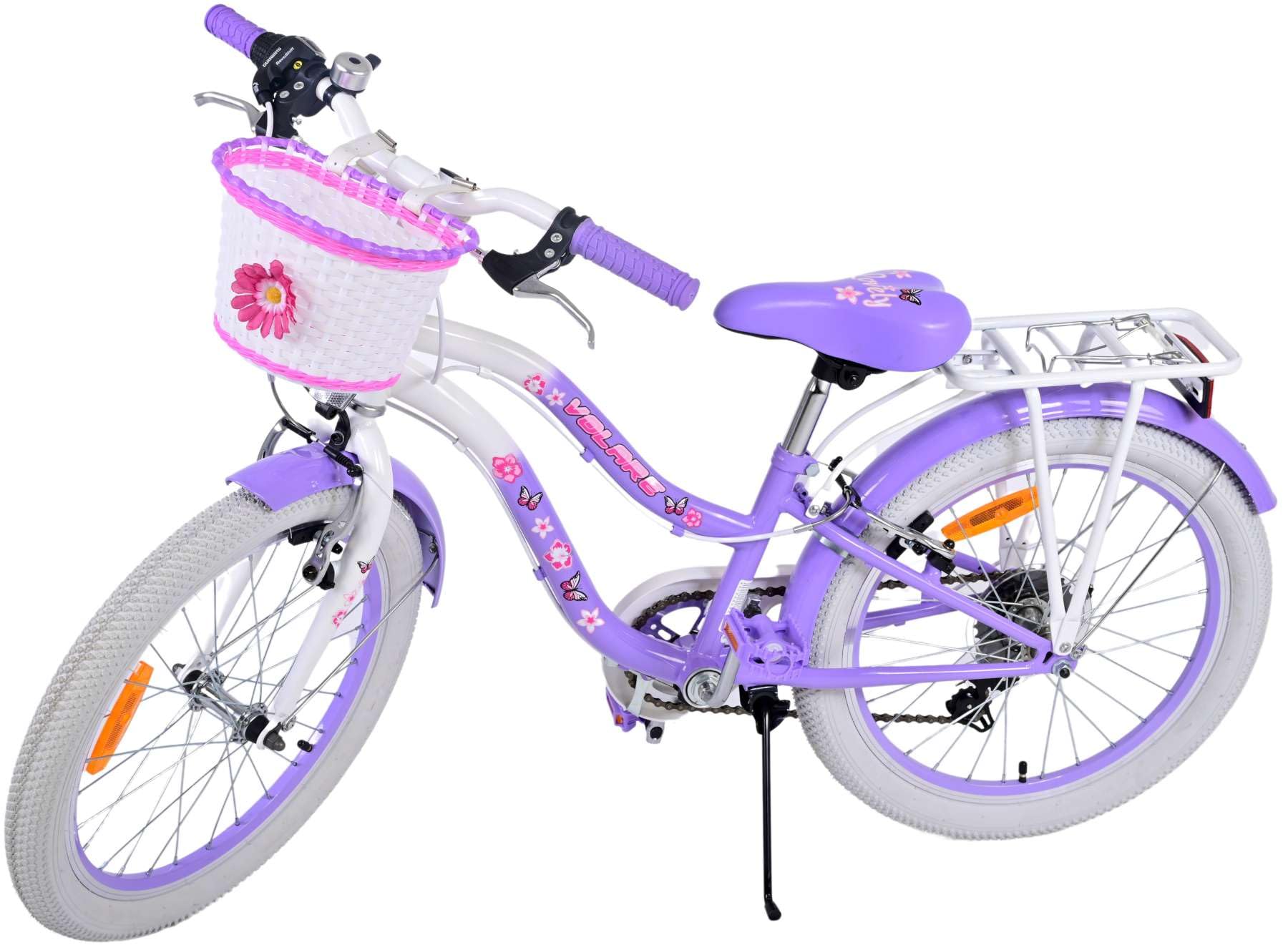 Bicicletta per bambine 20 pollici 6-8 anni cambio Shimano 7 marce cestino portapacchi fuxia