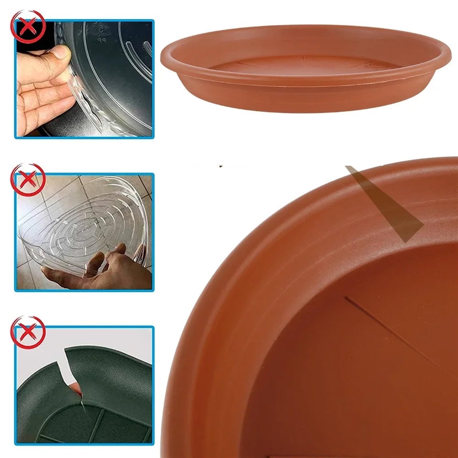Juego de 5 platillos for plantas, redondos, con goteo, bandejas de PP más gruesas for plantas, macetas for interiores y exteriores, suministros for el jardín del hogar Bandeja Para Macetas(5Pcs Brown