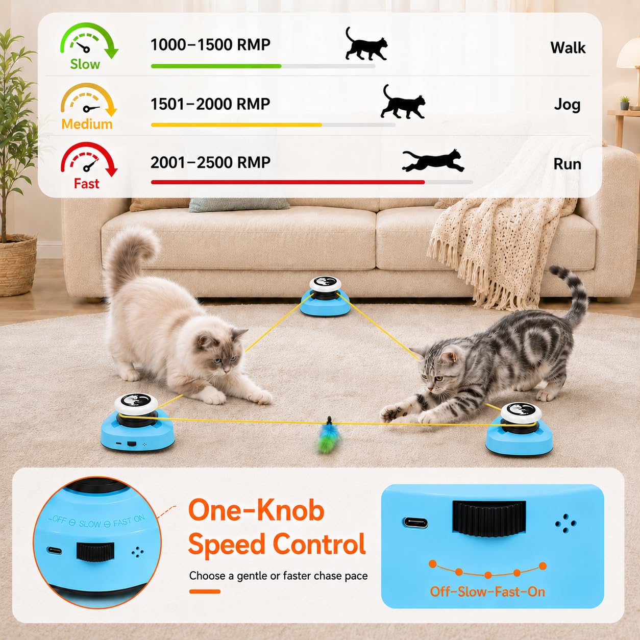 ITSHINY Giocattolo elettrico per gatti, giocattolo interattivo per gatti con percorsi di corsa regolabili, modalità automatica/manuale, ricaricabile, per giochi attivi, salute