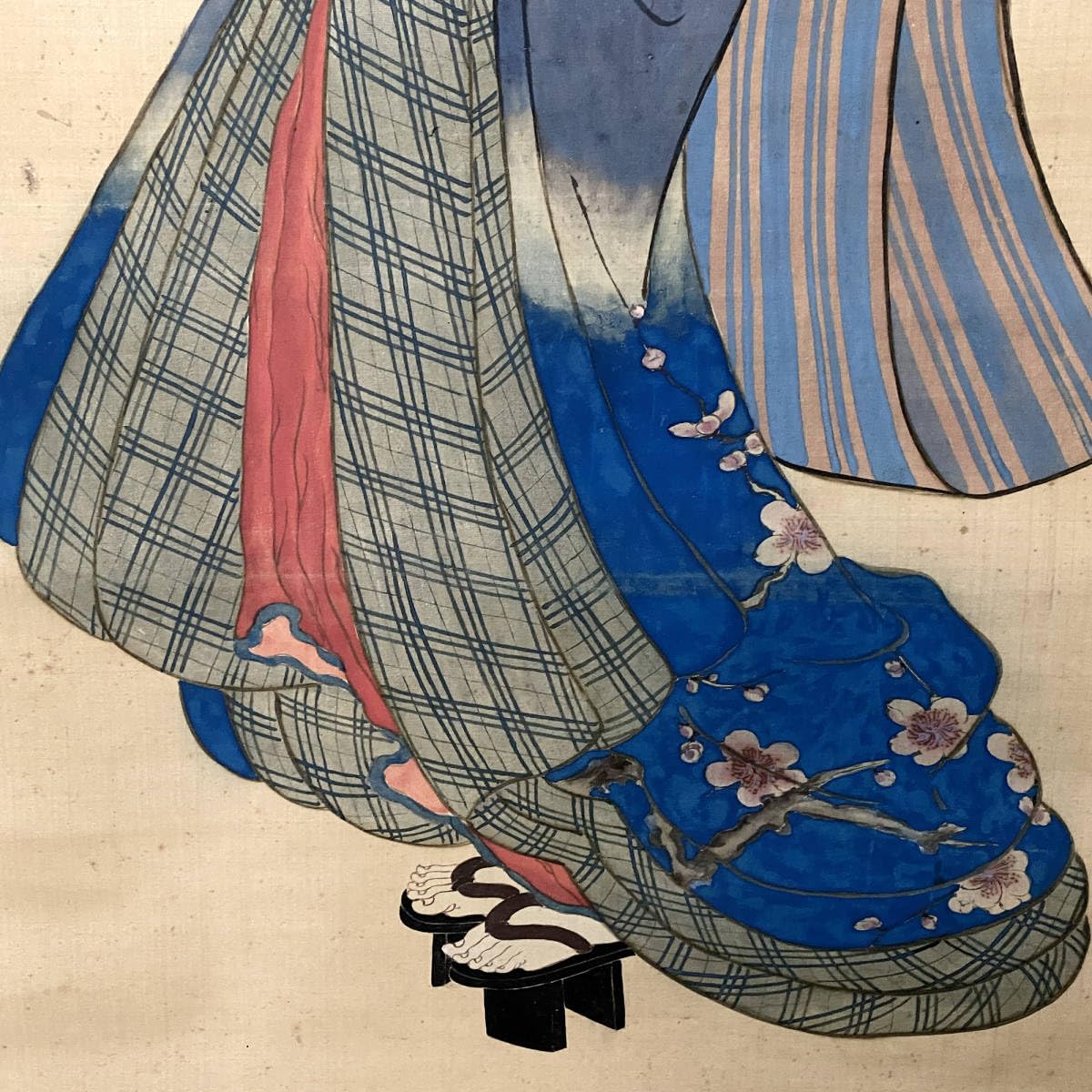 掛け軸　肉筆　美人画 掛け軸、模写肉筆初代豊国美人画、紙本、