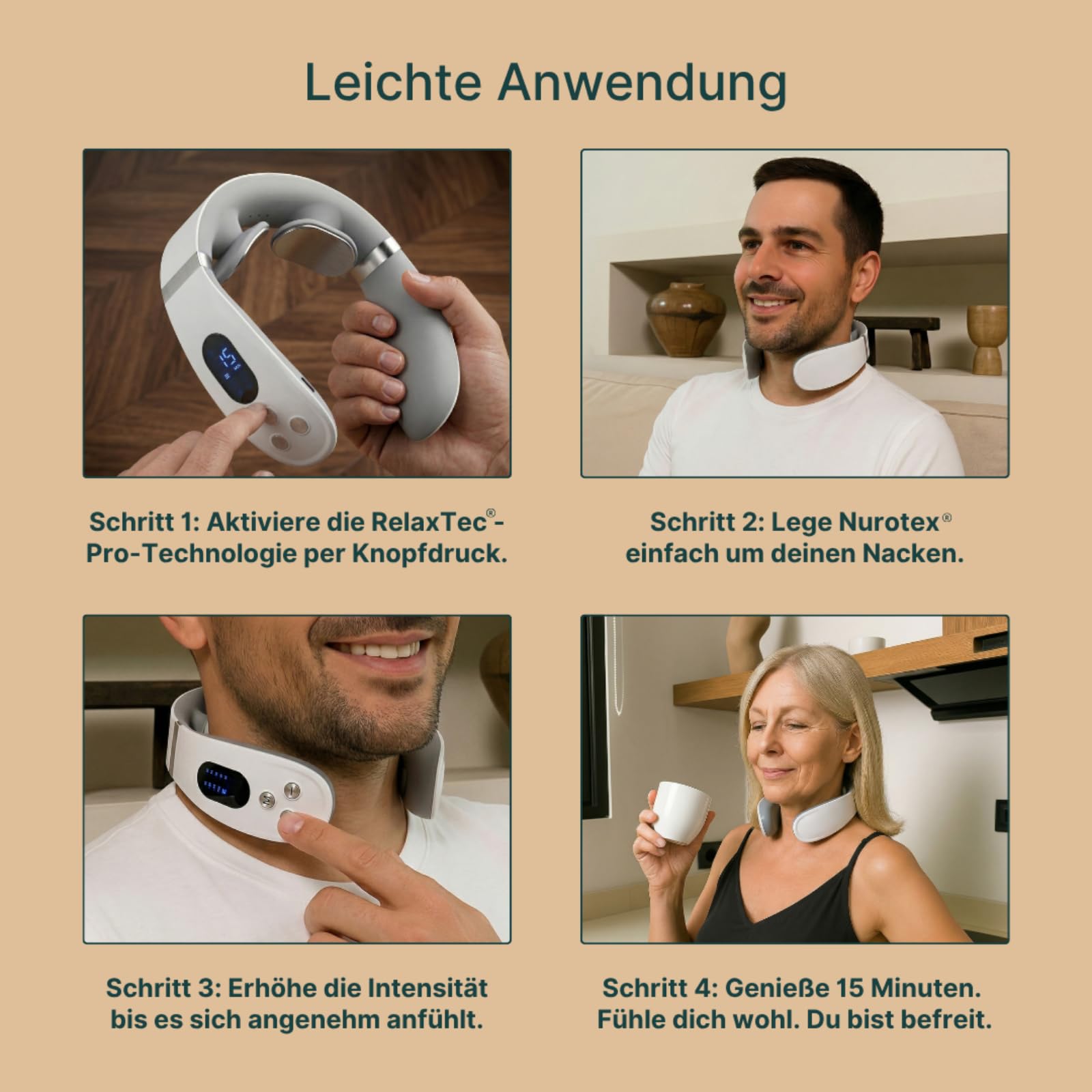 Nurotex Pro 14-In-1 Nackenlösung,Nurotex Nacken Original,Einstellbare Intensität und Wärmefunktion,hilft Verspannungen im Nacken zu lösen,für Zuhause,Büro und tägliche Nutzung