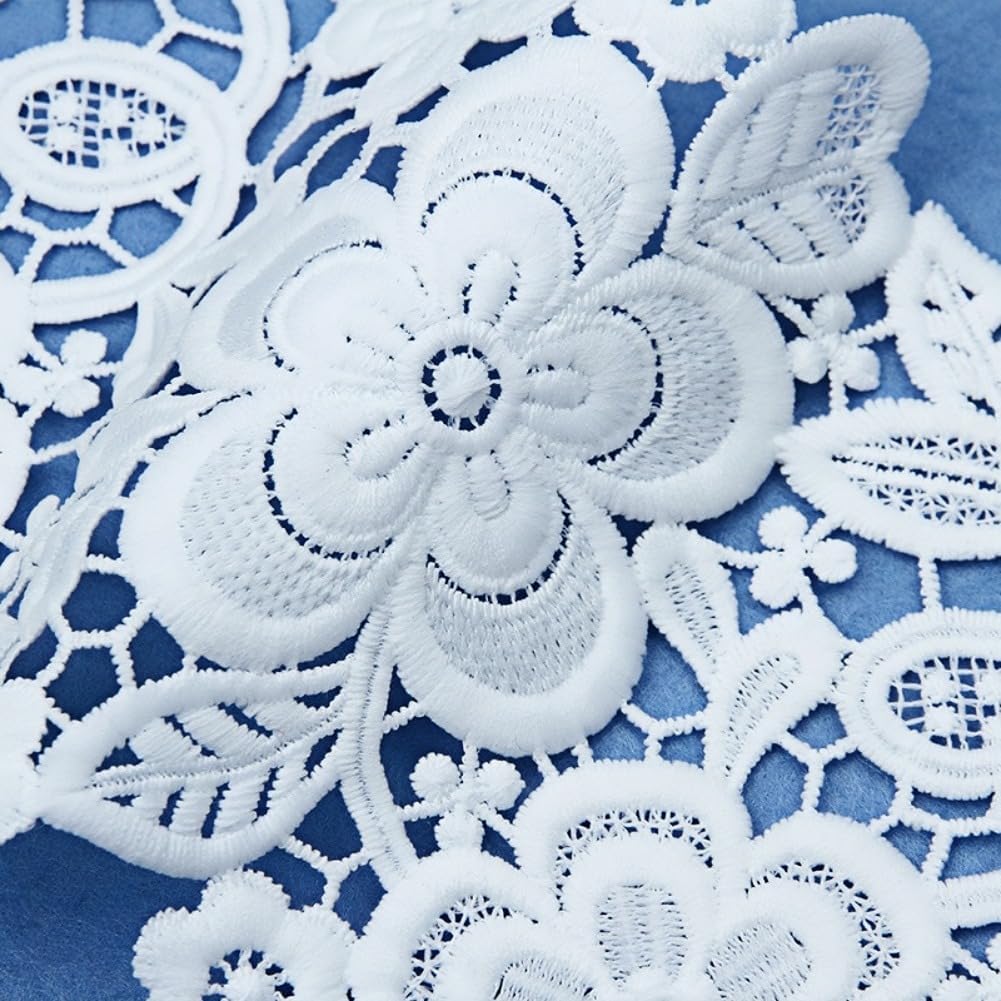 5.6" Wide Floral Pattern Lace Trim, Vintage Embroidered Lace Fabric, White Thick Lace Ribbon for DIY Crafts, Sewing, Decoration, 4 Yards