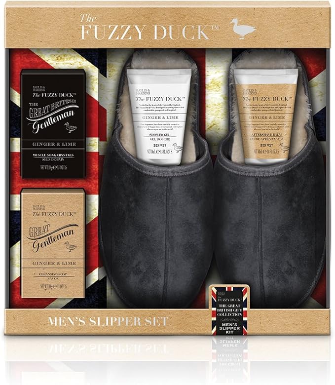 Fuzzy duck men's slipper set Clearance