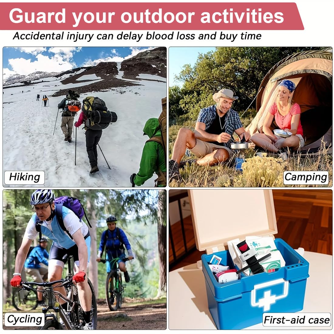 Tourniquet, kit medico laccio emostatico, emergency kit, 2 Pezzi laccio emostatico con asta in nylon rinforzata 65cm, Kit pronto soccorso per escursioni, sport e outdoor