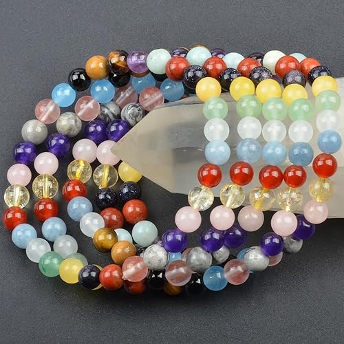 Vista 621 de MASSIVE BEADS Pulsera elástica de yoga hecha a mano con piedra natural, cristal curativo, energía, regalos para adultos unisex de 0.157 in, 0.236