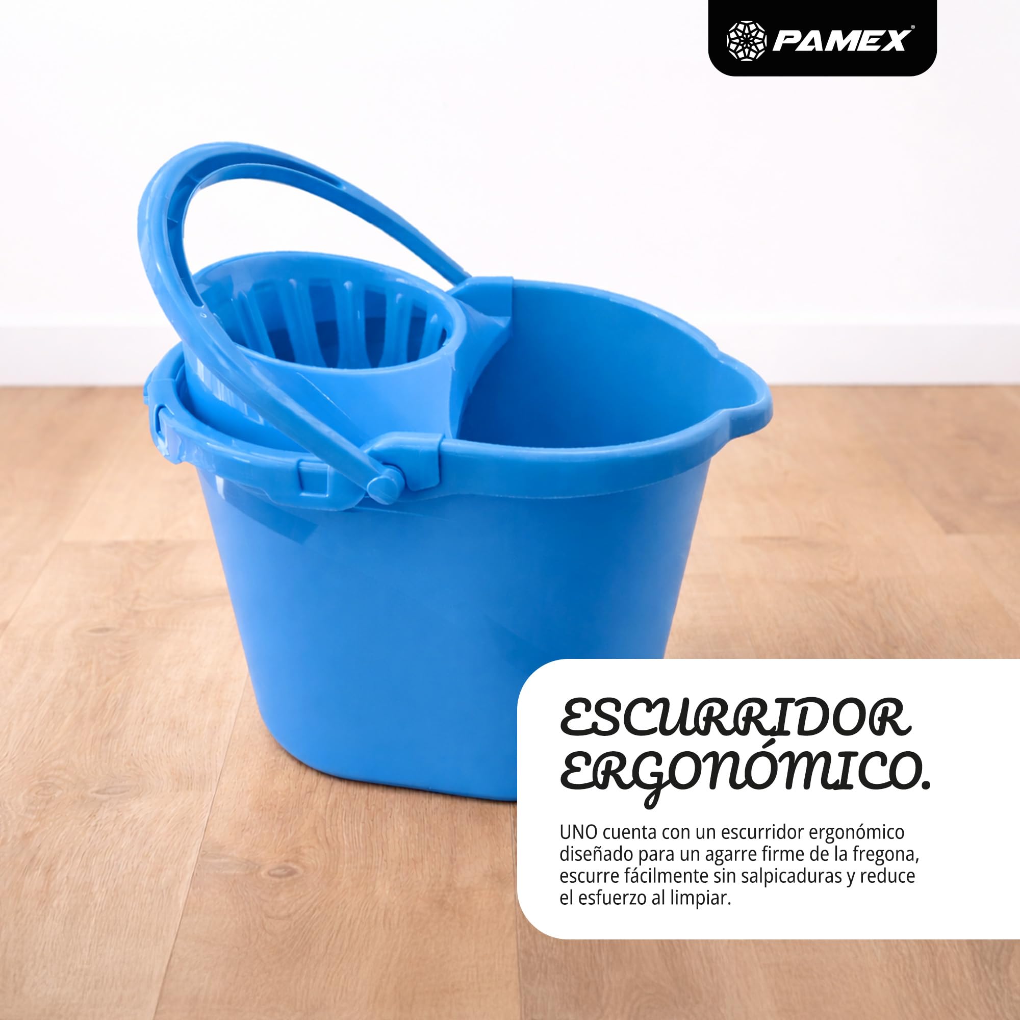 Pamex - Cubo 15l Uno Intrasecchio con Escurridor - 12 Unidades (Azul)