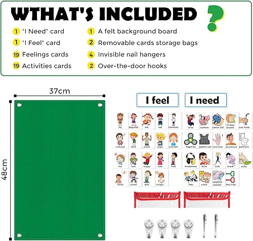 Miniatura 6 de KIKIGOAL Tabla de sentimientos para suministros de maestros preescolares, tabla de bolsillo de aprendizaje socioemocional, gestión del
