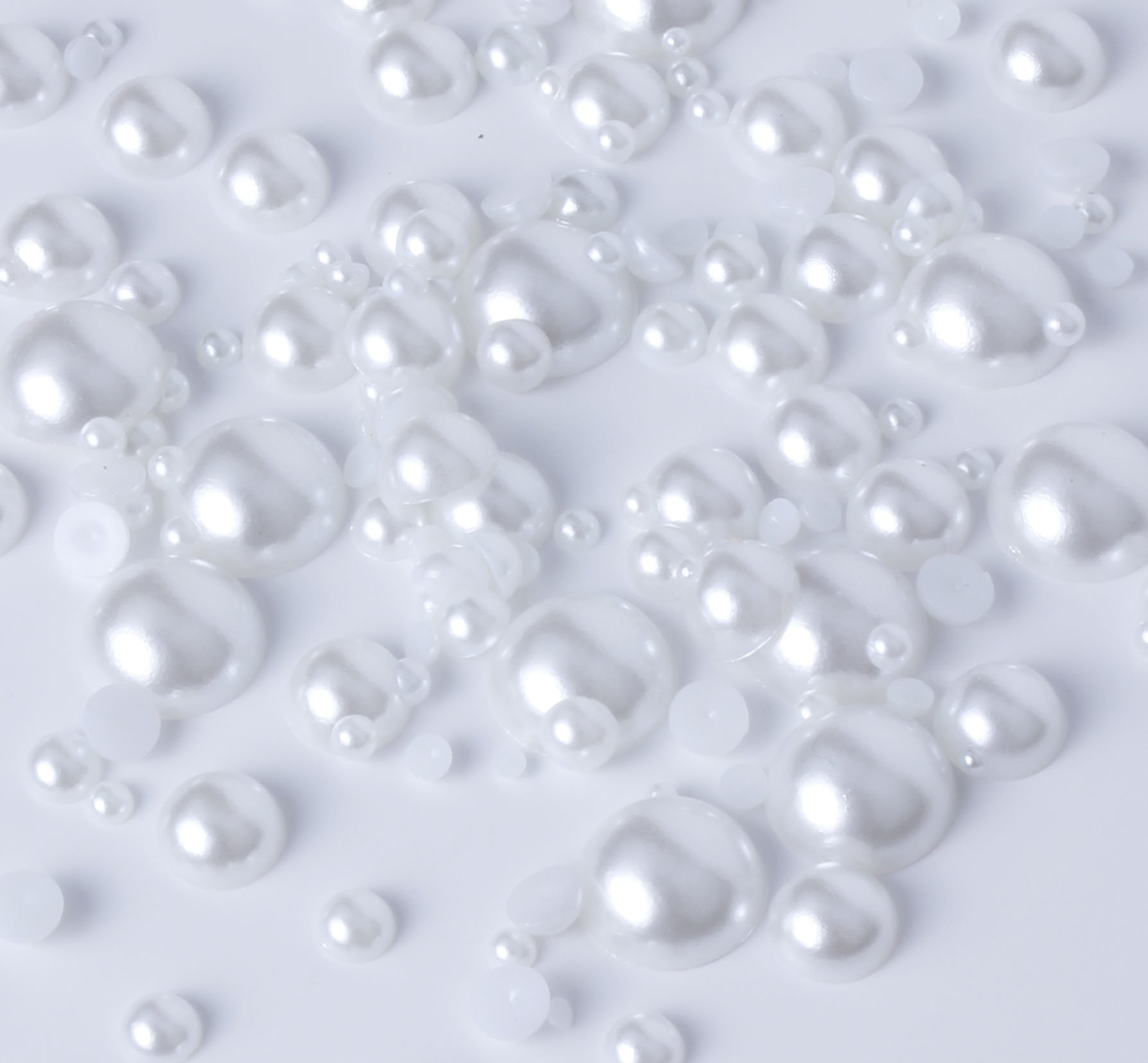 Bad Ass Beauty White 15G Mixed Colours Size Flat Back Pearls Cabochons Decoden 2Mm - 12Mm Bling (White)