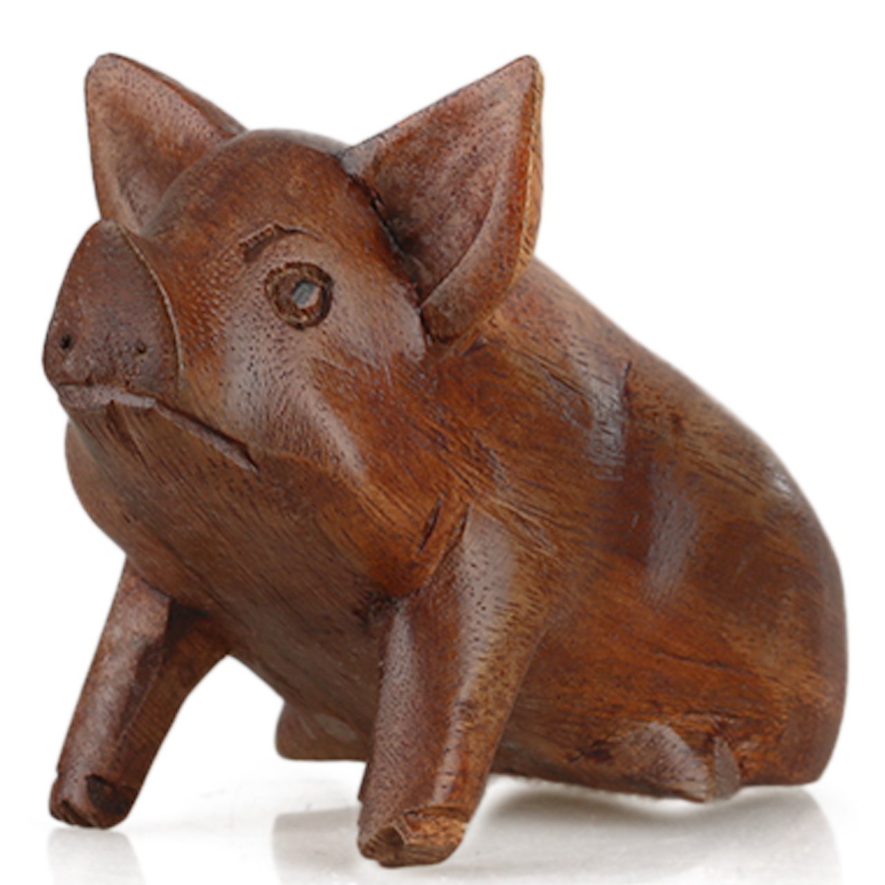 ART-CRAFT Holz-Schwein Schnitzerei aus Pinien Holz leicht du