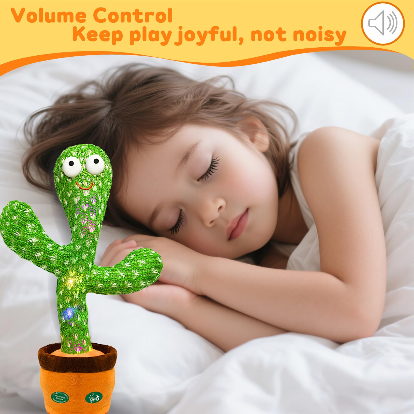 Dancing Mimicking Talking Cactus Toy,Funny Gift for Toddler 1 2 3 Year Old Boy Girl,Singing Record Repeat What You Say Light Up Baby Infant Toys 6-12 12-18 Months (Volume Adjustment)