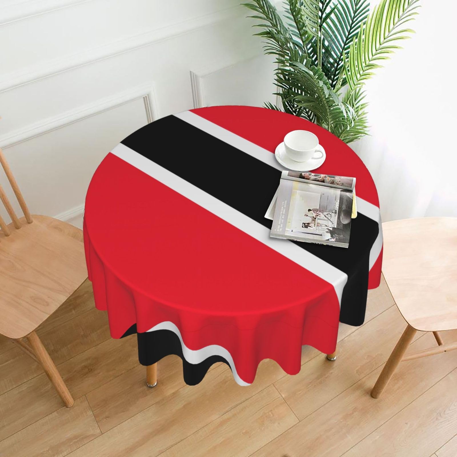 Yyhwhjde Black Flag Of Trinidad And Tobago Prints Round Decorative Table Throw 60In – Waterproof Table Cover For Elegant Dining & Outdoor Gatherings
