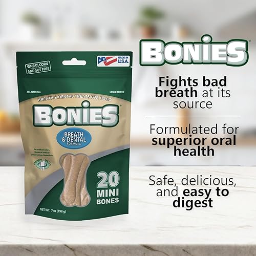 Miniatura 3 de BONIES Natural Dental Bones Multi-Pack Mini para Perros 5-15 LBS  Golosinas Naturales para Perros  Bajas Calorías  Sabor a Pollo  20 Huesos