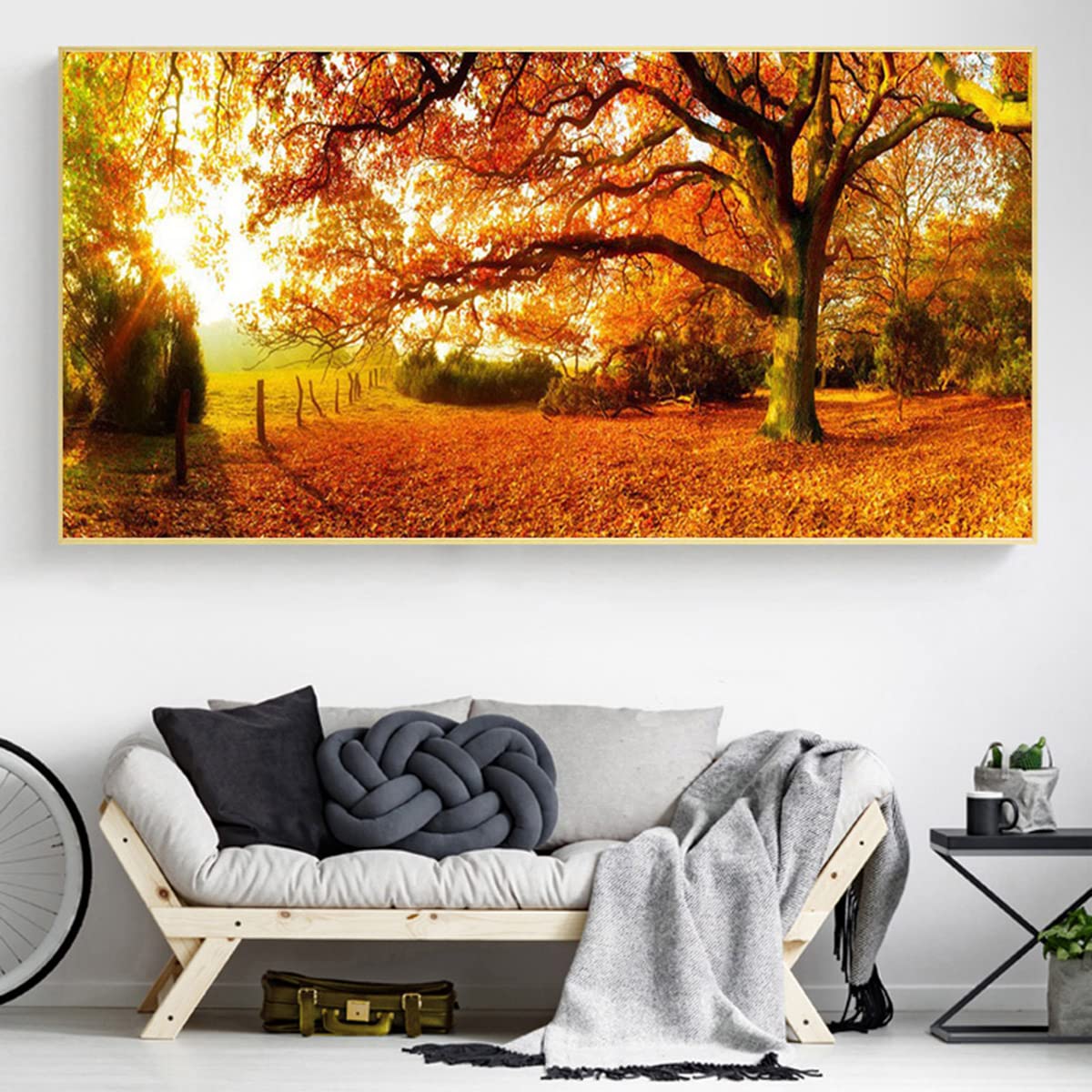 Instarry DIY 5D Broderie Diamant Kit Complet Grand Format Paysage d'Automne Decoration Murale 120x60 cm