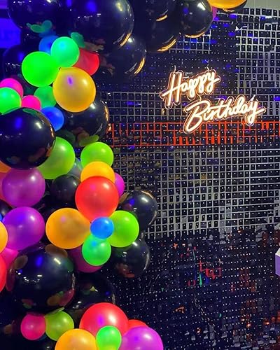 FlavorThings Easy Setup - 24 paneles de fondo de pared brillantes de lentejuelas negras para decoración de fiestas para bodas, aniversarios,