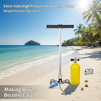 Mini Scuba Diving Tank, High Pressure Hand Pump, Portable Scuba Diving Pump with Pressure Gauge for Underwater Breathing