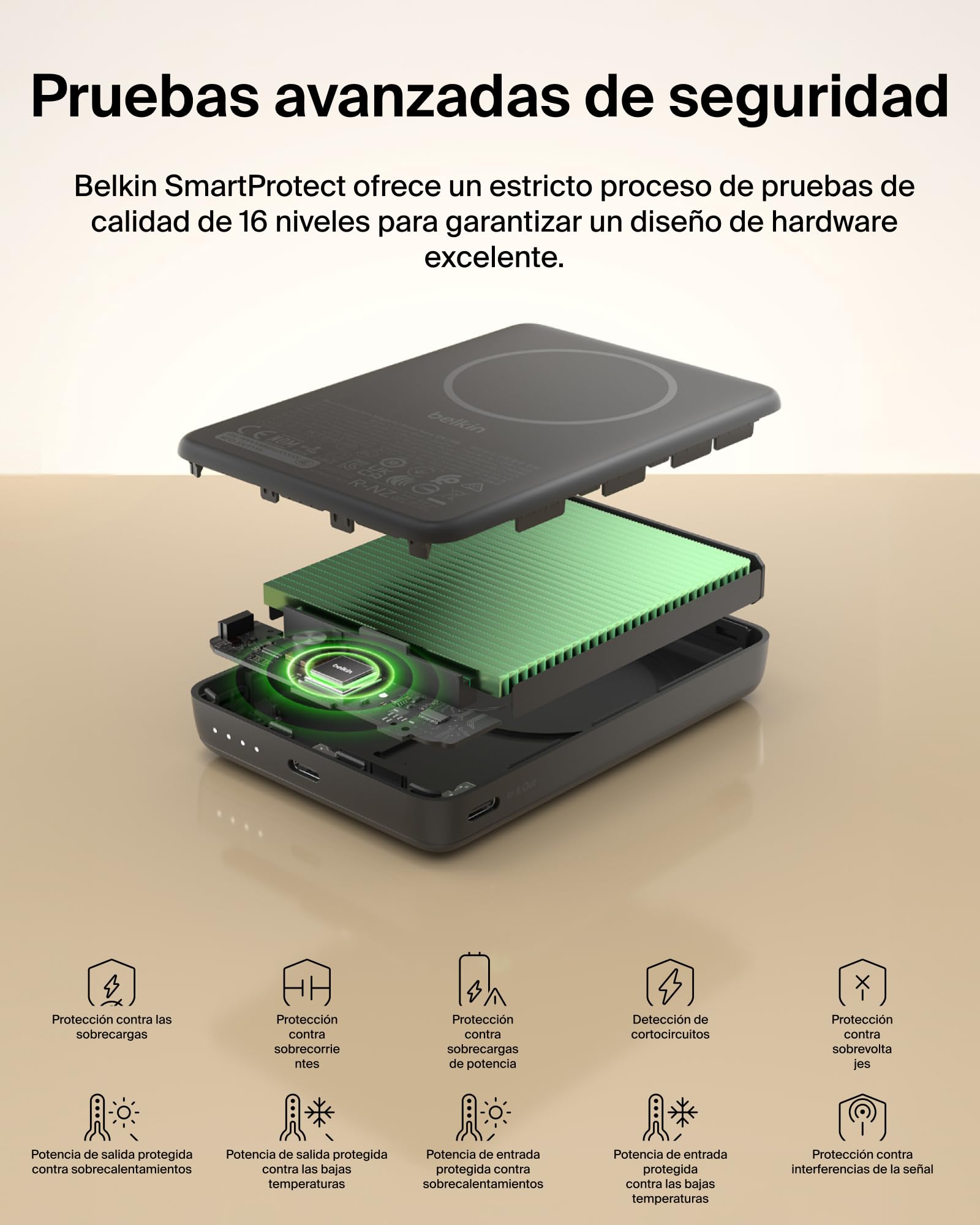 Belkin BoostCharge Batería Externa 10000 mAh con Anillo Magnético - Negro | Power Bank de 10000 mAh, Anillo Magnético para Accesorios, 2 Puertos USB-C, Precargada, Cable Incluido, Batería Portátil