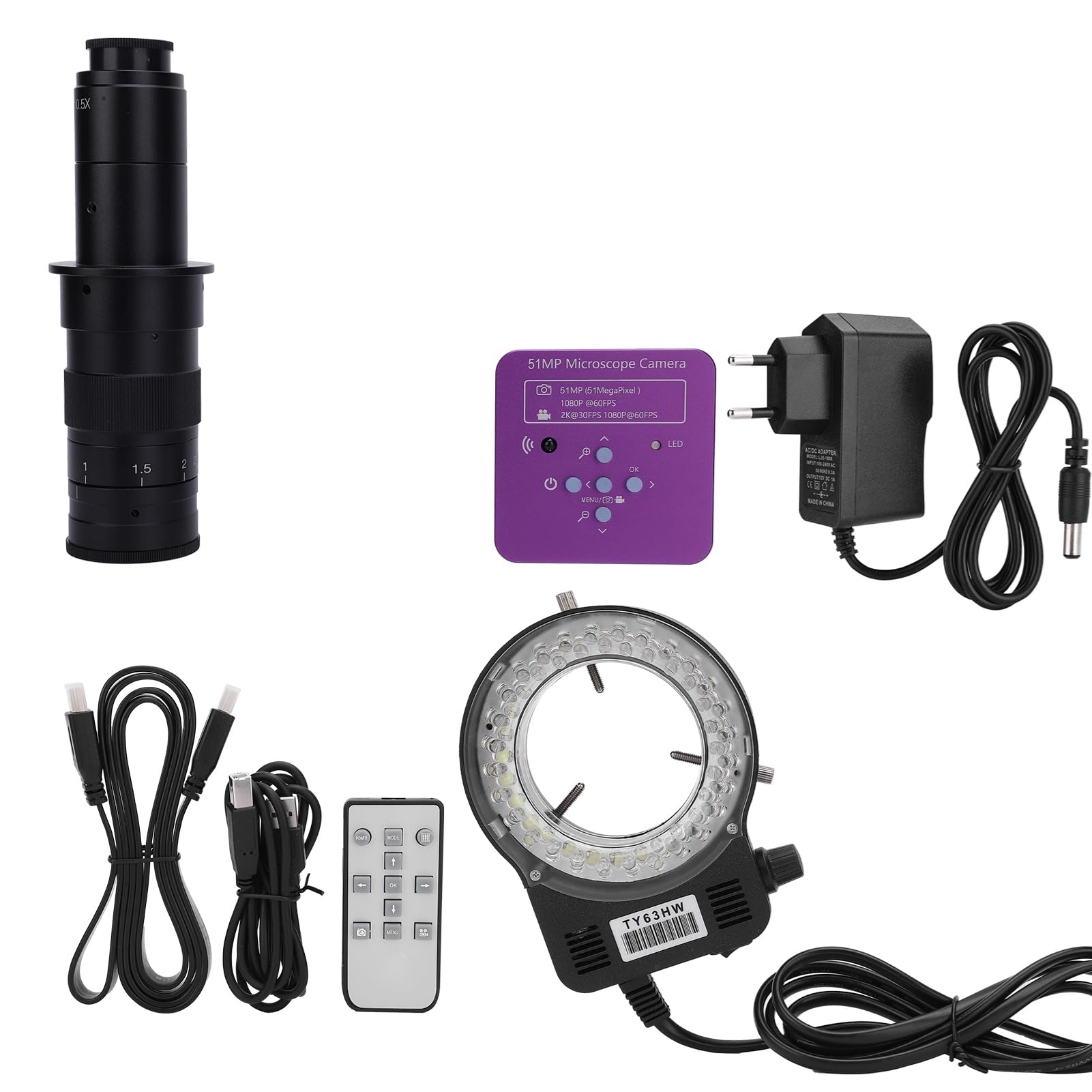 Mikroskop przemysłowy, kamera przemysłowa 51MP HDMI AC100-240V Elektroniczny mikroskop cyfrowy do spawania tablic telefonicznych (wtyczka EU)