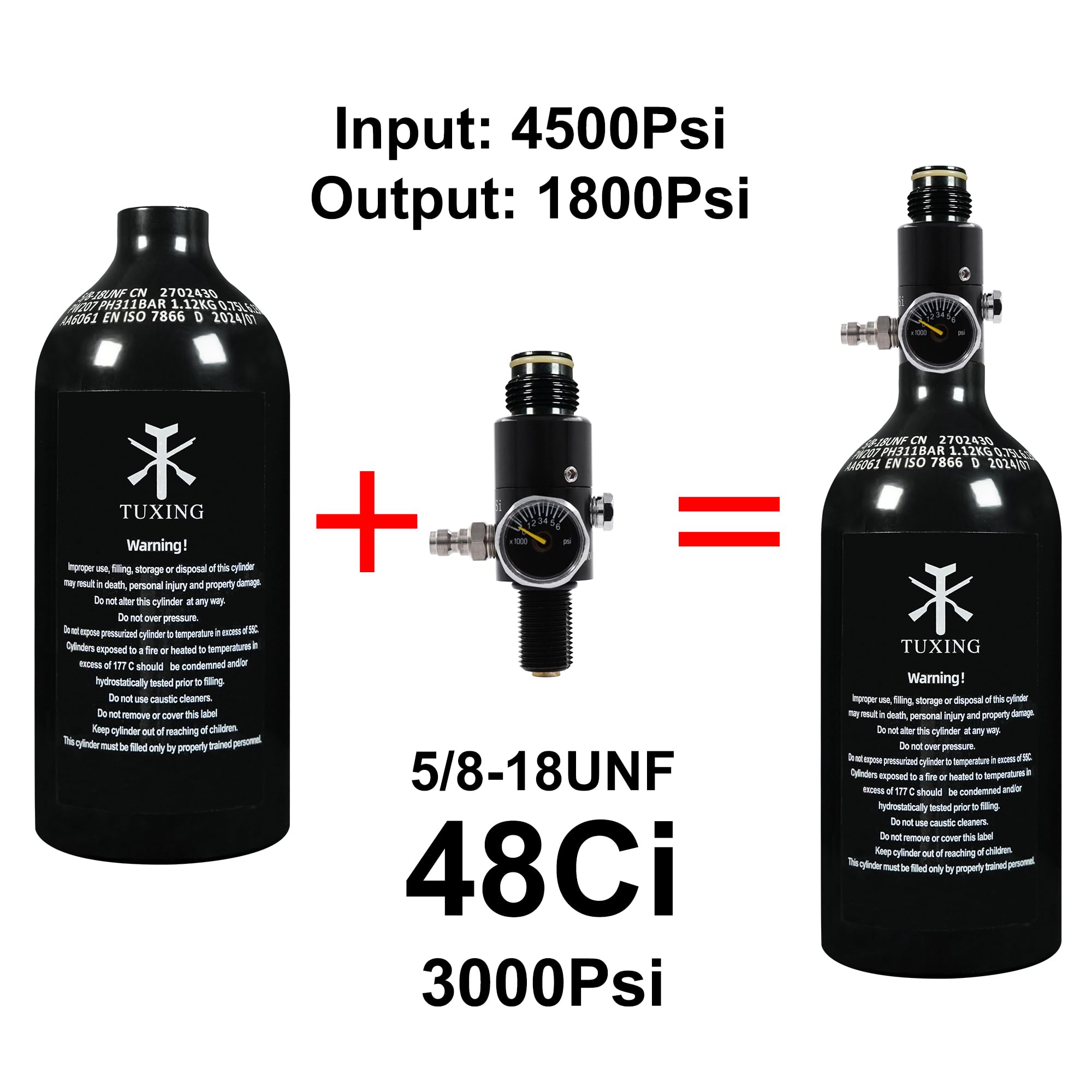 Tippmann Basic 48ci/3000psi High Pressure Air HPA or Nitrogen N2 Paintball Tank