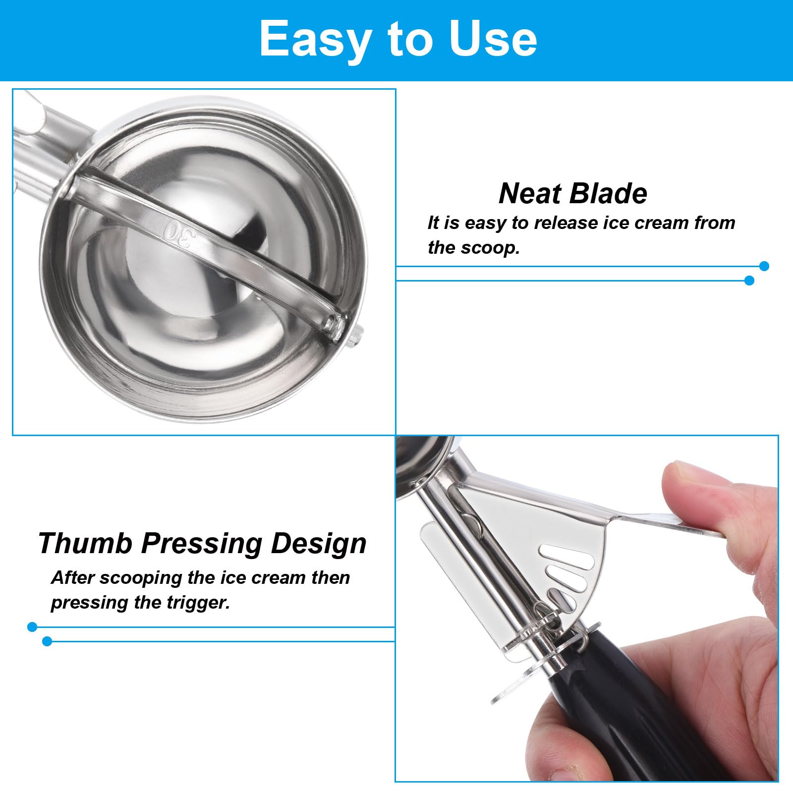 PATIKIL 1 Ounce Ice Cream Scoop with Trigger - Image 4