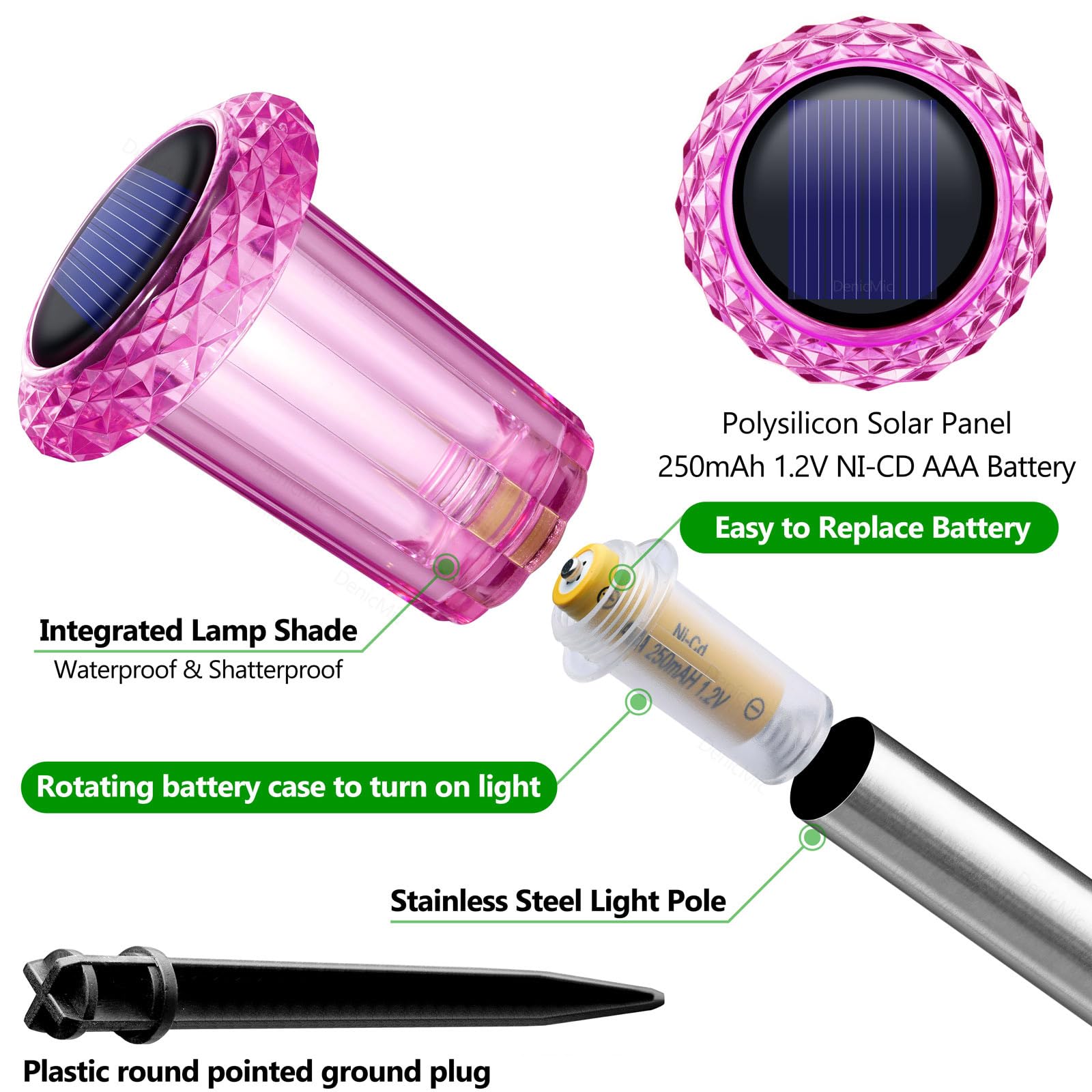 DenicMic Solar Outdoor Lights 10 Pack Pink LED Valentines/Mothers Day Decor view 2