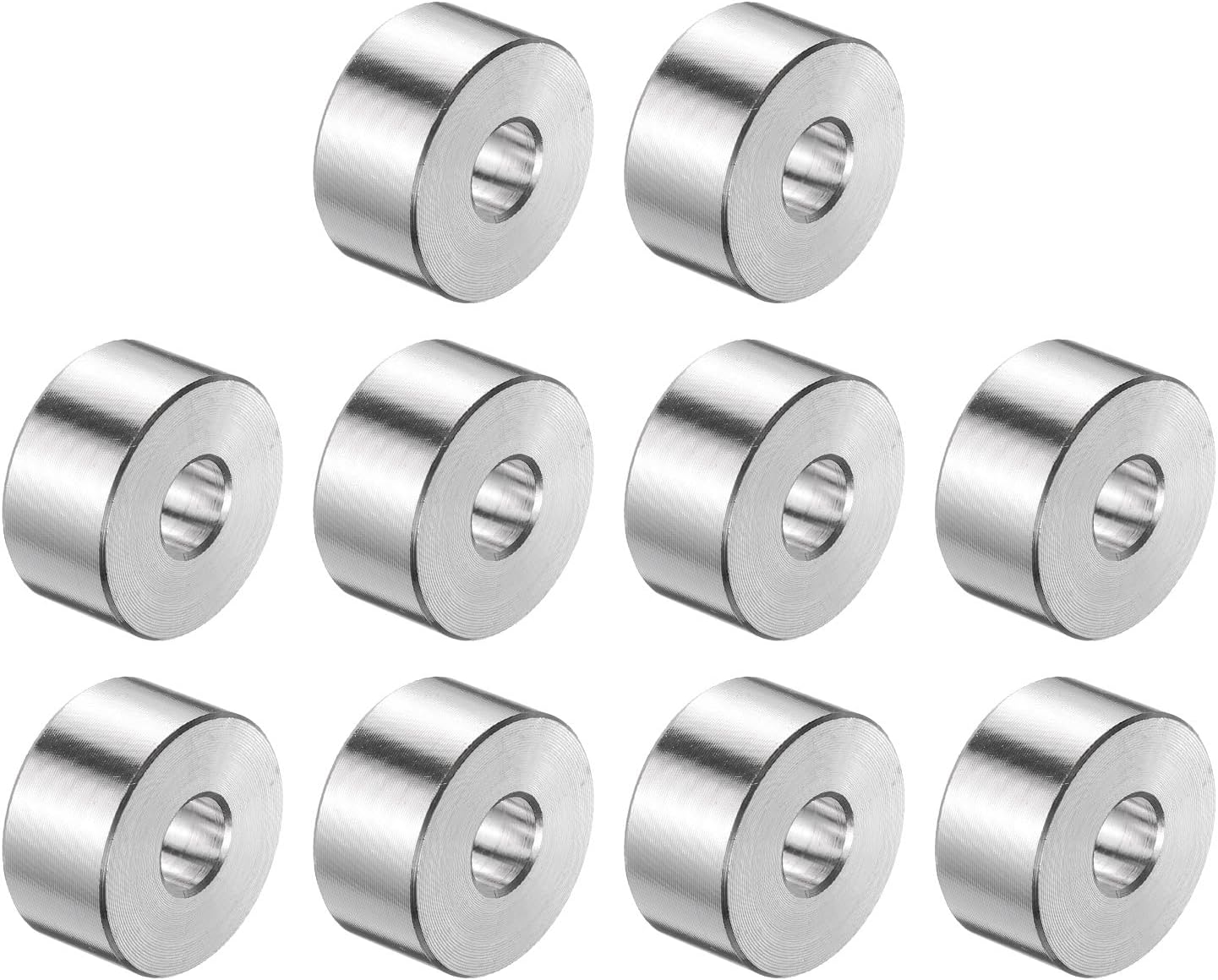 uxcell 10pcs Stainless Steel Spacer 3/4" Bore x 1" OD x 2" Length Screw Standoff Bushing Plain Finish Round Metal Spacer for 3/4 Screws Bolts and Rods