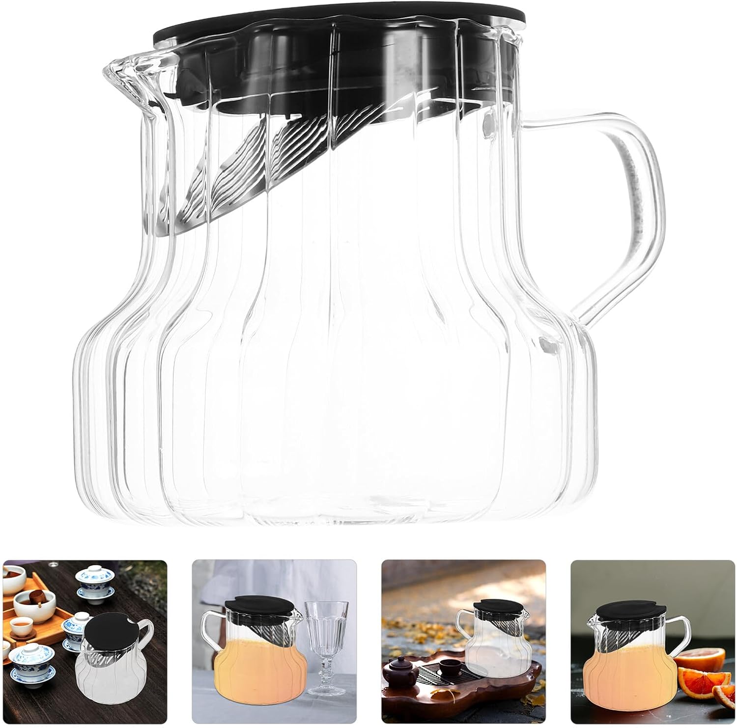 SUPVOX Glass Coffee Pot with Lid 550ml Manual Pour Coffee Server Heat-resistant Glass Pitcher for Home Brewing and Tea Serving