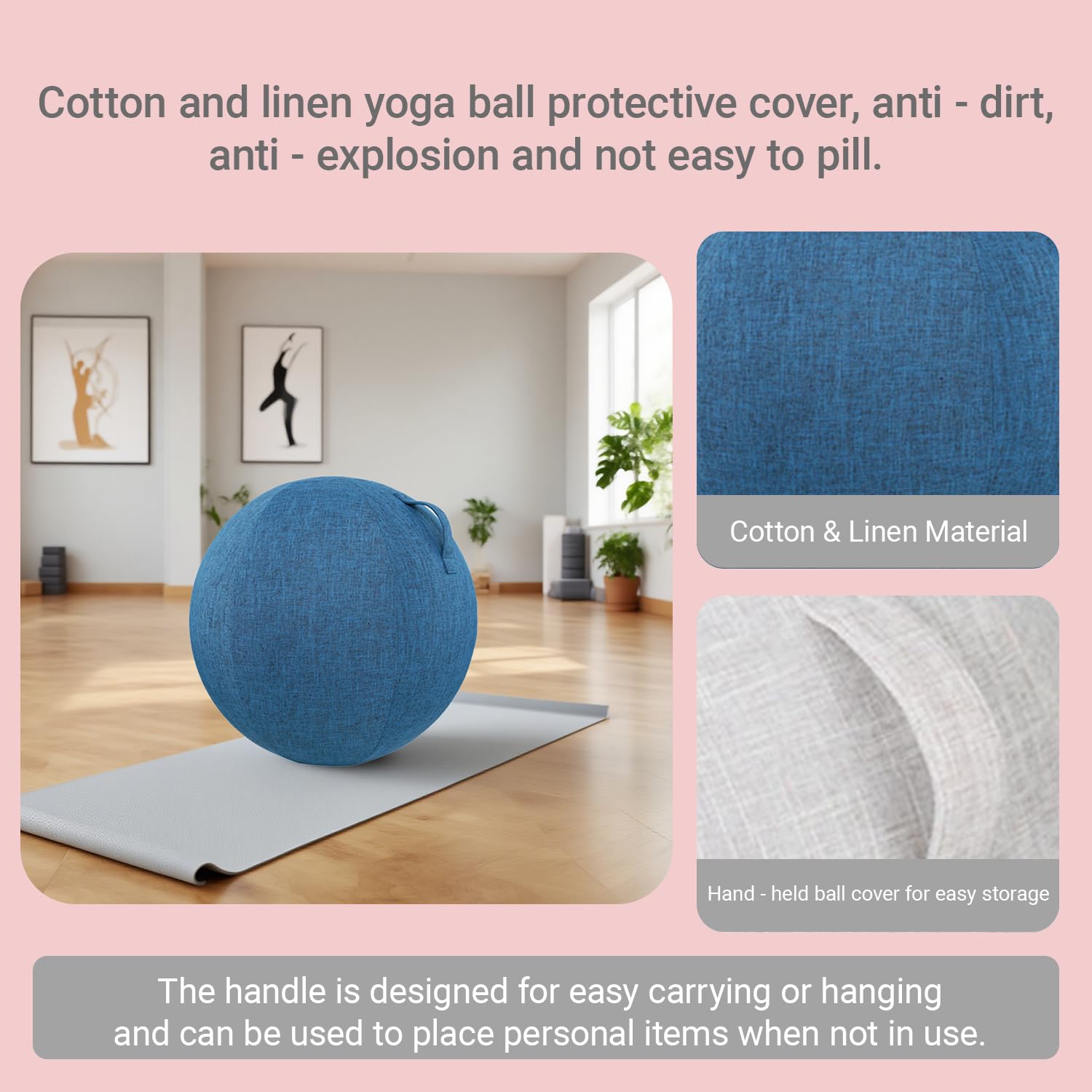Housse de protection pour ballon d'exercice avec fermeture éclair - Housse de protection en tissu amovible - 65 cm