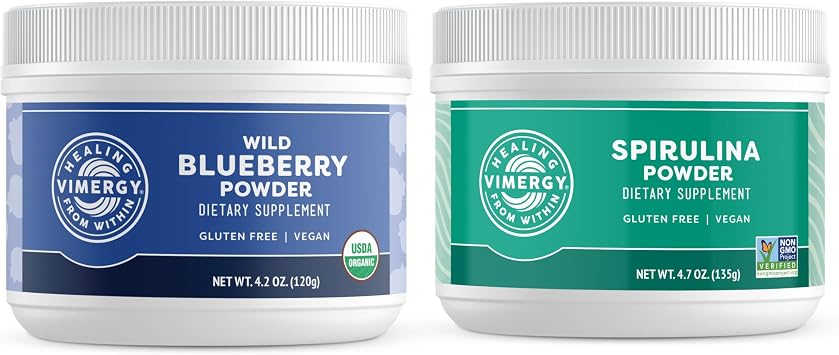 Vimergy Wild Blueberry Powder 120g & Spirulina Powder 135g Bundle