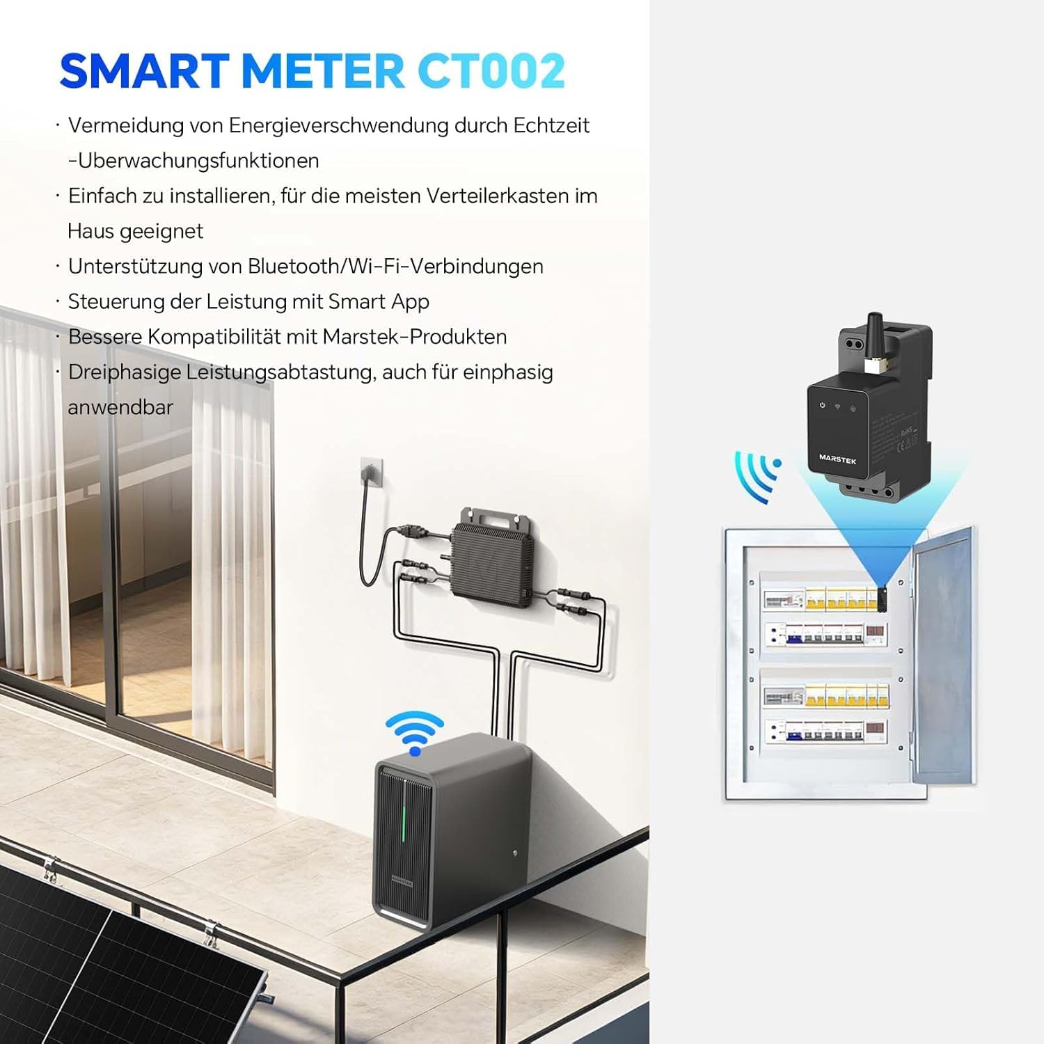 Smarter Zähler CT002 für Marstek 2500D mit Jupiter Serie,Kabellos mit WLAN/Bluetooth, 10 Jahre Garantie, Spart Stromkosten – Schnelle Installation - Nur für Privatpersonen – 0% MwSt