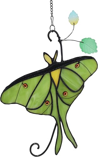 Lolitarcrafts Luna Moth Butterfly Stained Glass for Window Hangings,Butterfly Su