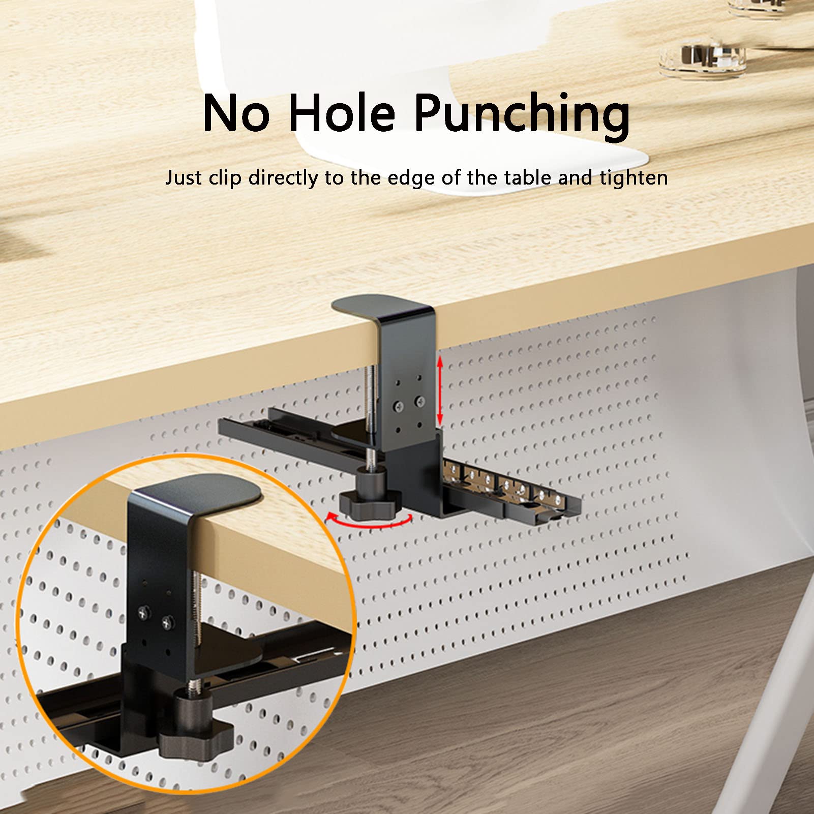 SDdPulse Bandeja deslizante ajustable para teclado con abrazadera, soporte ergonómico para computadora debajo del escritorio, 25 x 65 cm, accesorio para estación de trabajo espacial, para una mayor