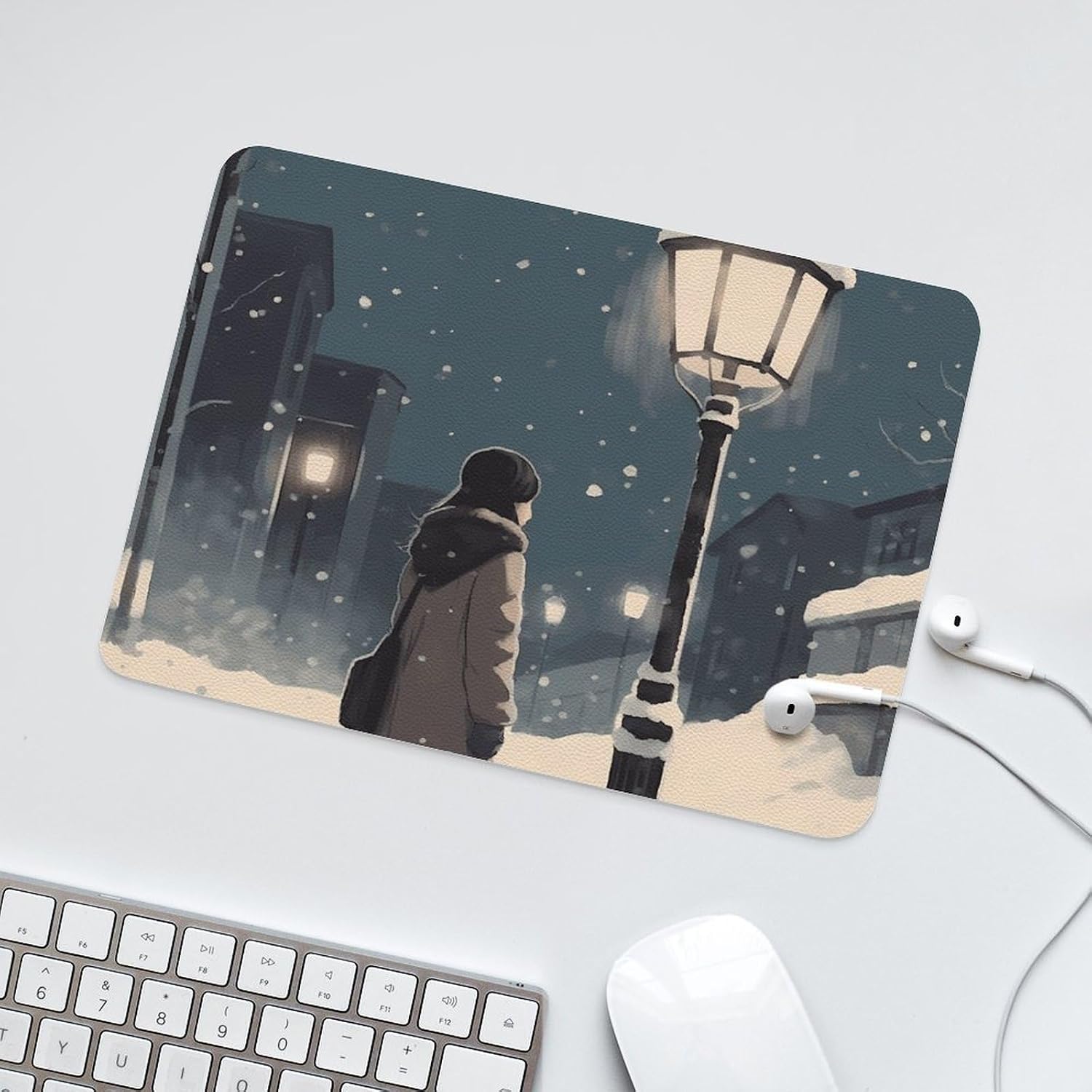 Women Under Streetlight Mousepad Waterproof Non-Slip Rubber Base MouseMat Stitched Edge Funny Gaming Mousepad for Home Office Dorm Desk Decor Accessories 8x10 Inches image 4