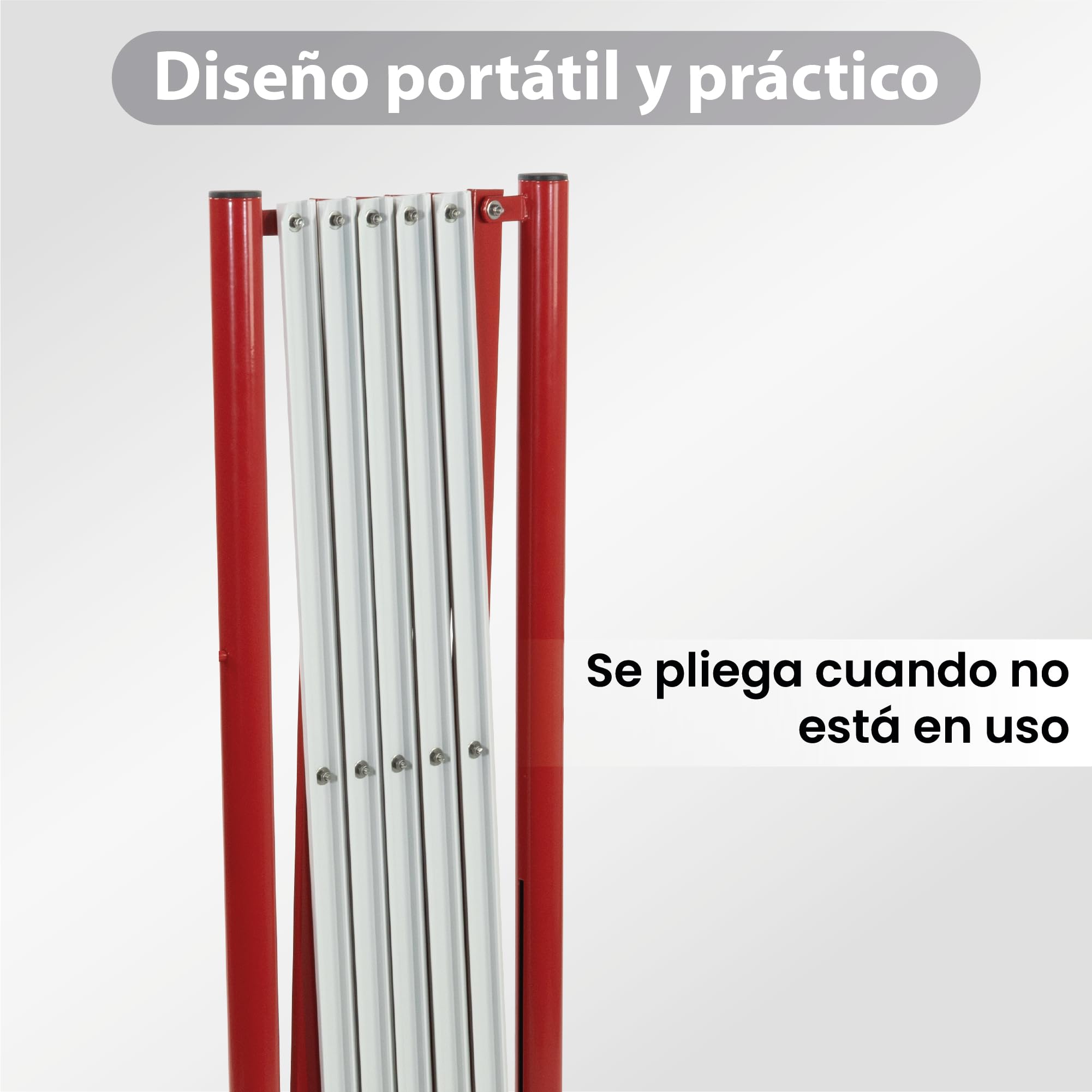 Packs 2 - Barricada Extensible hasta 3m Plegable – Vallas Extensibles de Obra – Barrera Metálica Portátil para Seguridad, Construcción y Control de Espacios (Rojo/Blanco)