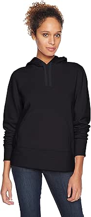 Amazon Essentials Women’s French Terry Fleece Pullover Hoodie, Black, M