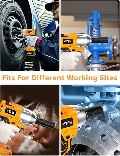 Miniatura 7 de VTEK Llave de impacto sin escobillas Llave de impacto inalámbrica de 1/2 pulgada, par máximo 700N.m pistola de impacto 515 ft-lbs para niveles de