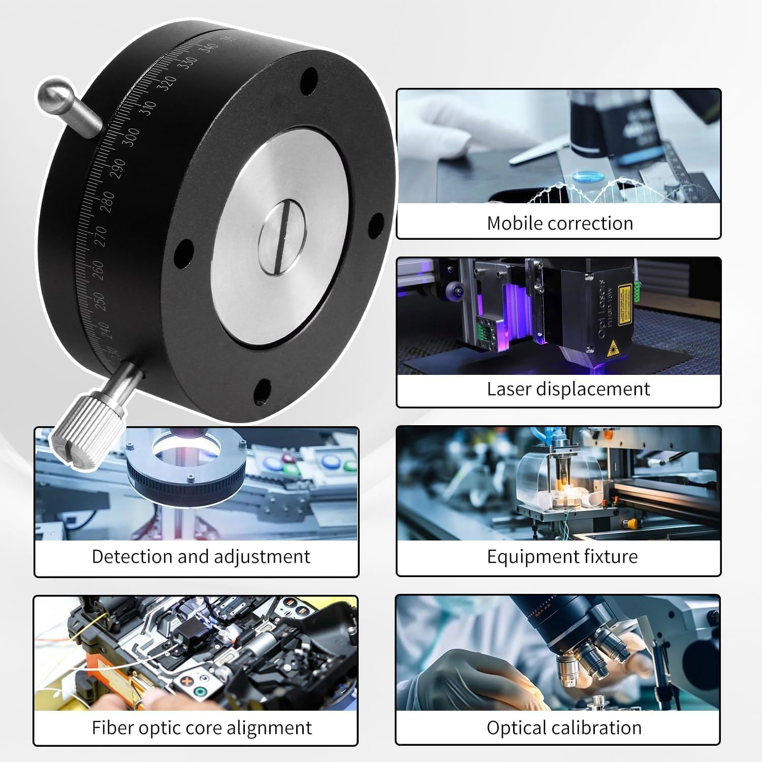 COYEUX R-Achsen-Drehtisch Mit Schiebetisch, Manuell Drehbarer 360°-Tisch, Hochpräzise Winkelindexierung Mit Skala, Für Optische Ausrichtung, Industrielle Messungen Im Labor
