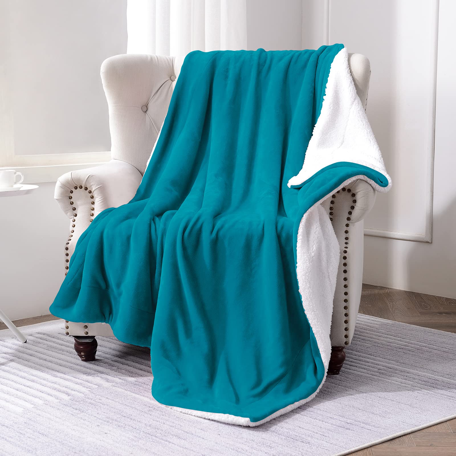 SOCHOW Sherpa Deken, grijs, tweezijdige woondeken, knuffeldeken, extra dikke warme bankdeken, van Sherpa, 220 x 240 cm, super fleece deken als bankovertrek of woonkamerdeken