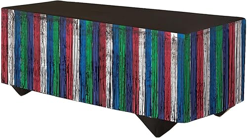 Miniatura 6 de Forum Novelties - Falda de mesa con flecos de oropel, 144 x 29 pulgadas, rojo/plateado/azul rojo/plateado/azul,Azul,Oro,Verde,Multi
