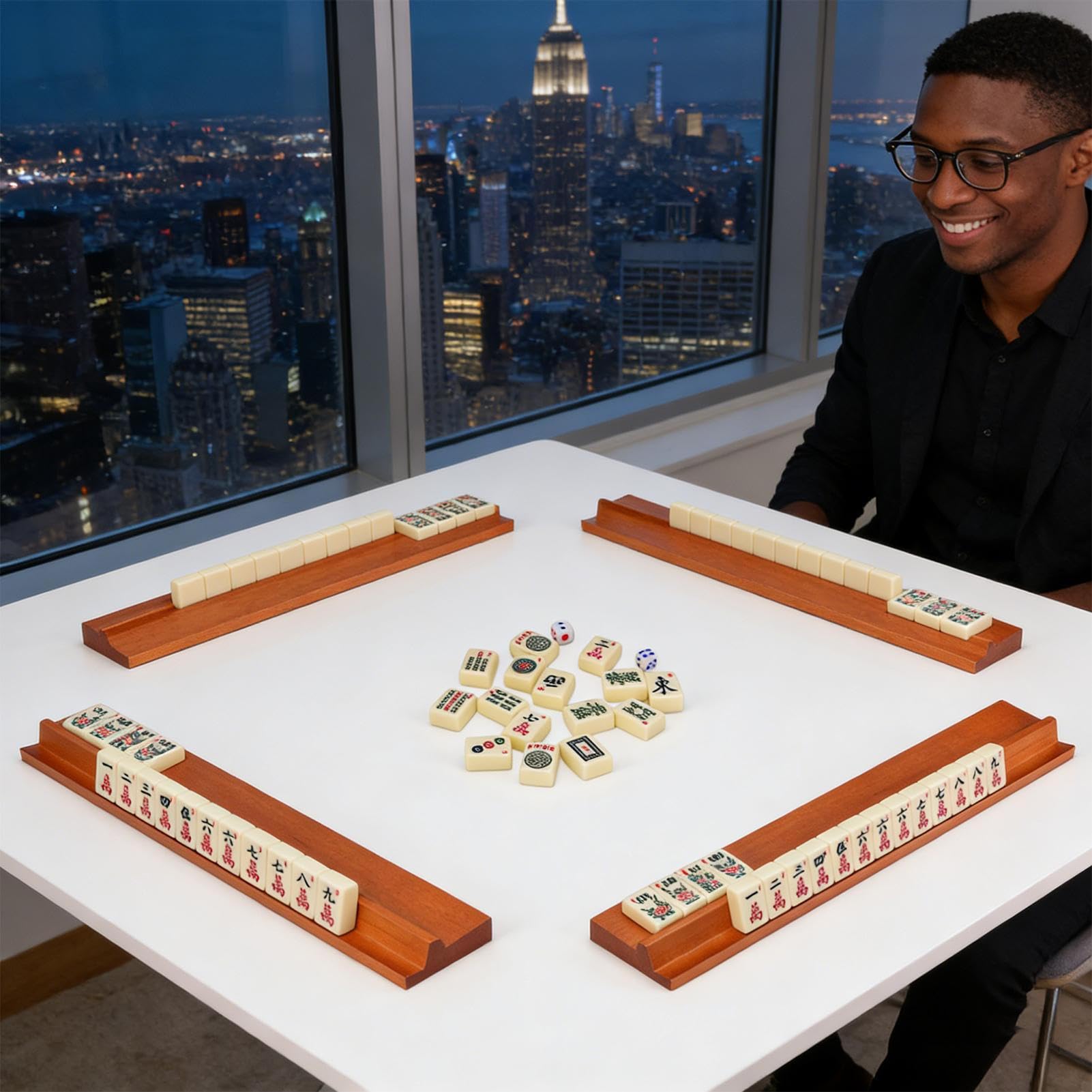 Spingitori E Portatessere Per Mahjong Set Da 4 Pezzi Organizzatore | Supporti Per Il Mahjong Adatto a Casa, Viaggio, Natale, Giochi, Principianti, , , Tavolo da Bili