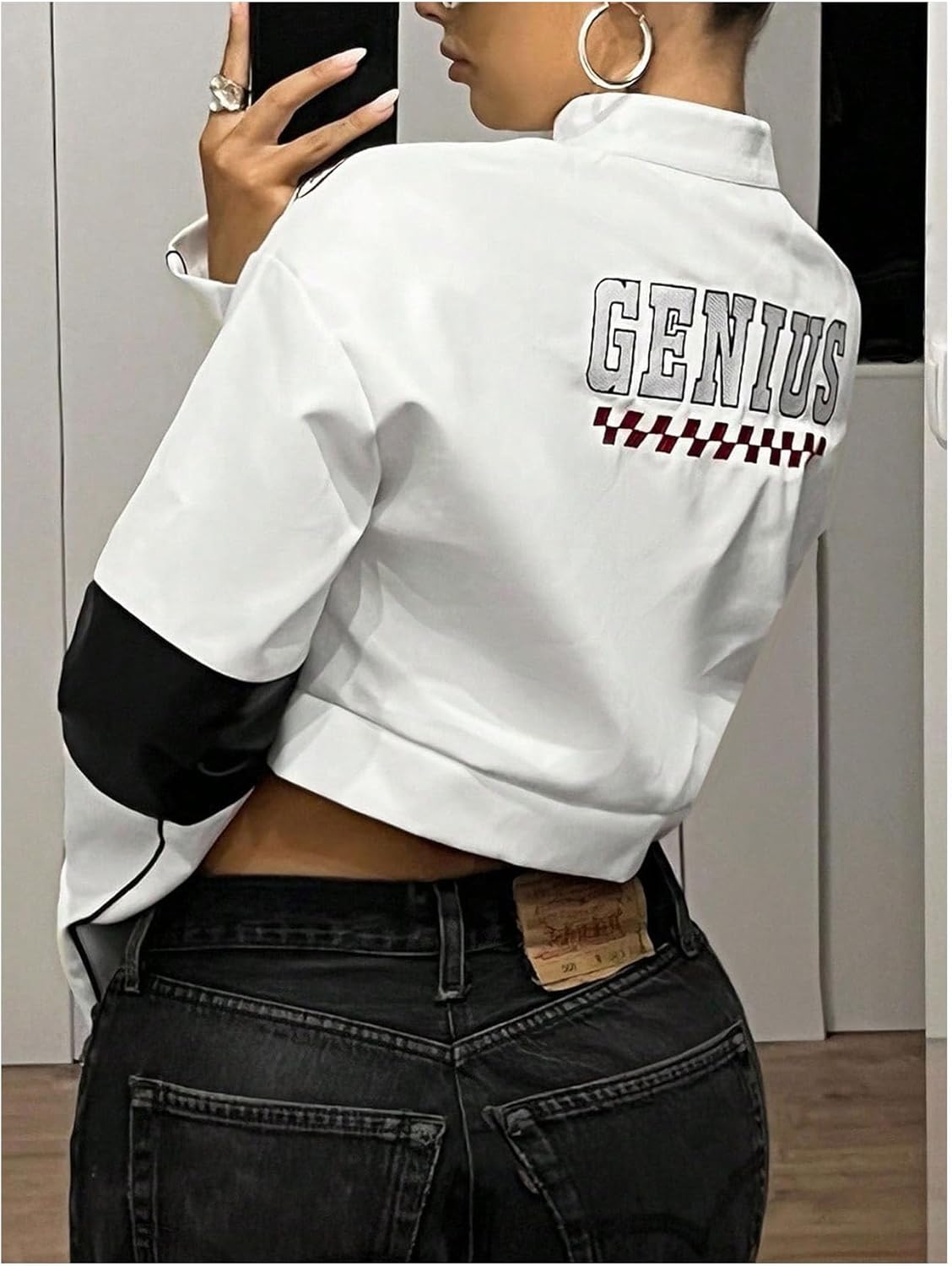 SOLY HUX Women's Faux Leather Zip Up Crop Jackets Graphic Long Sleeve Shirts Motorcycle Outerwear - Image 2