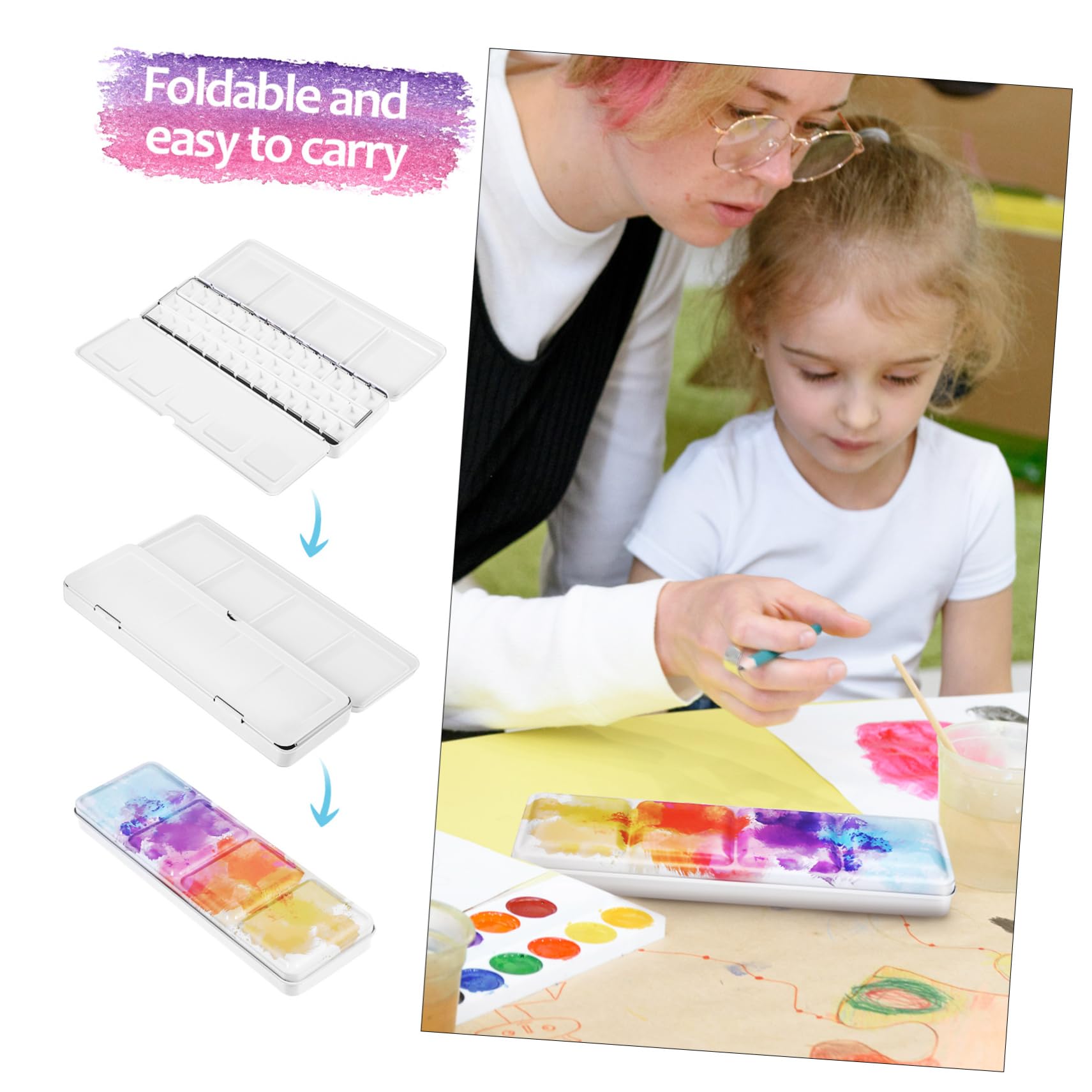 Tofficu 4 Pièces Boîte de Palette d'aquarelle Vide Pot de Peinture Vide Stylo à Eau Lavable Aquarelle de Voyage Palette de Couleur Palette de Peinture Palette Aquarelle Vide Le Fer