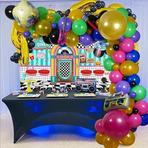 Miniatura 2 de Avezano Telón de fondo retro de los años 50, decoración clásica de los años 50, decoración clásica de los años 50, decoración de fiesta de Sock Hop